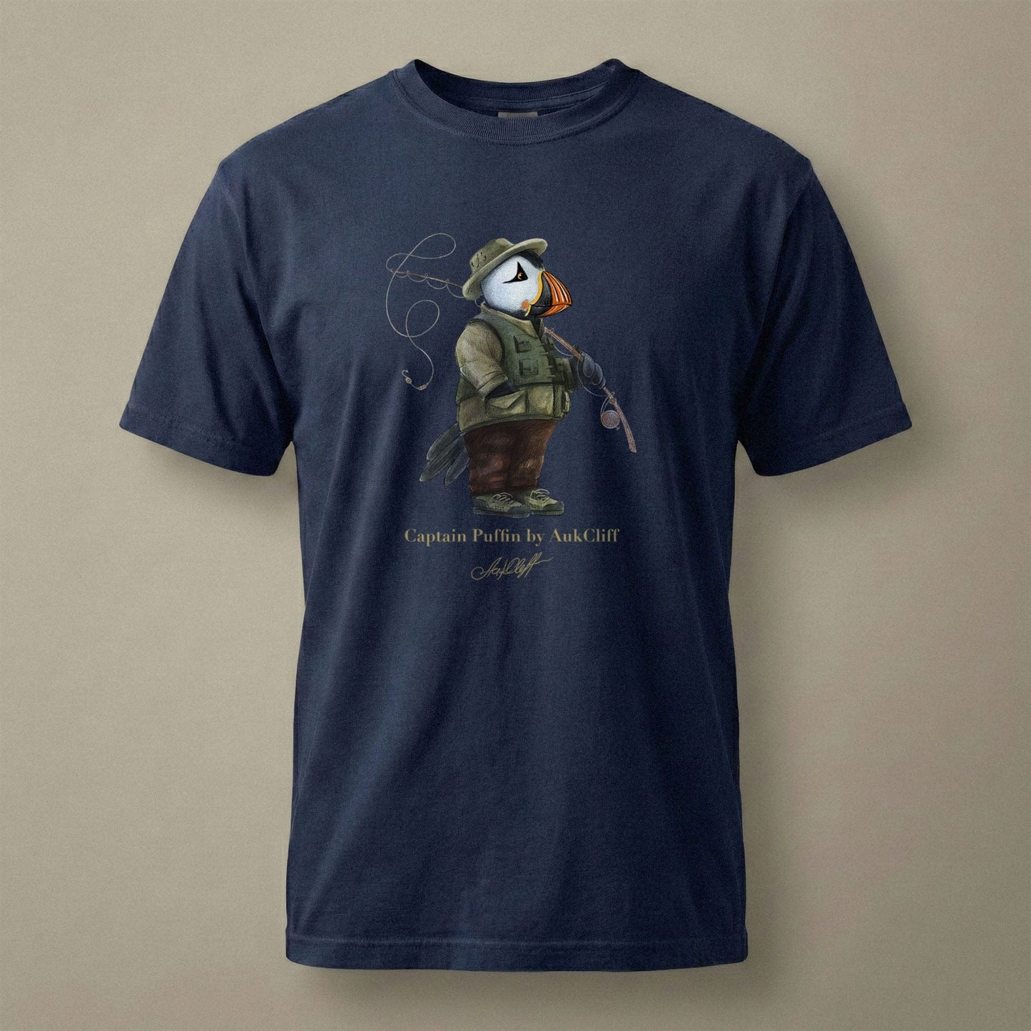 AukCliff Captain Puffin T-shirt True Navy / S Captain Puffin™ Fly Fisherman Comfort Colors T-Shirt