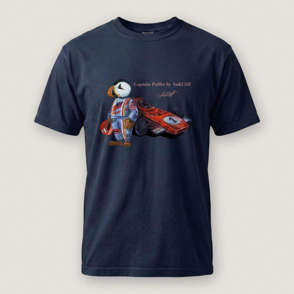 AukCliff Captain Puffin T-shirt True Navy / S Captain Puffin™ Formula Racer Comfort Colors T-Shirt