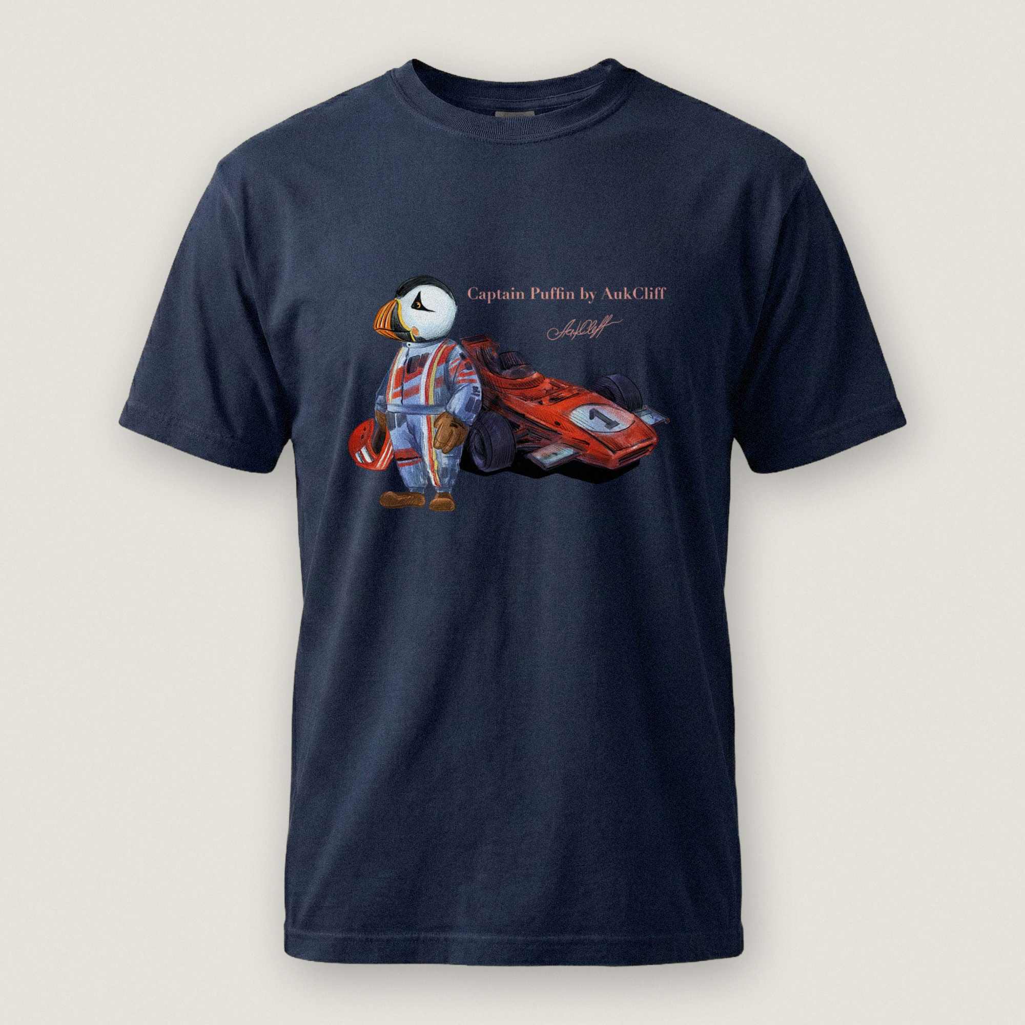 AukCliff Captain Puffin T-shirt True Navy / S Captain Puffin™ Formula Racer Comfort Colors T-Shirt
