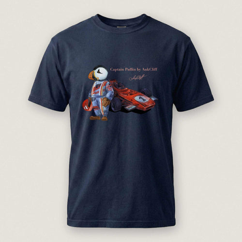 AukCliff Captain Puffin T-shirt True Navy / S Captain Puffin™ Formula Racer Comfort Colors T-Shirt