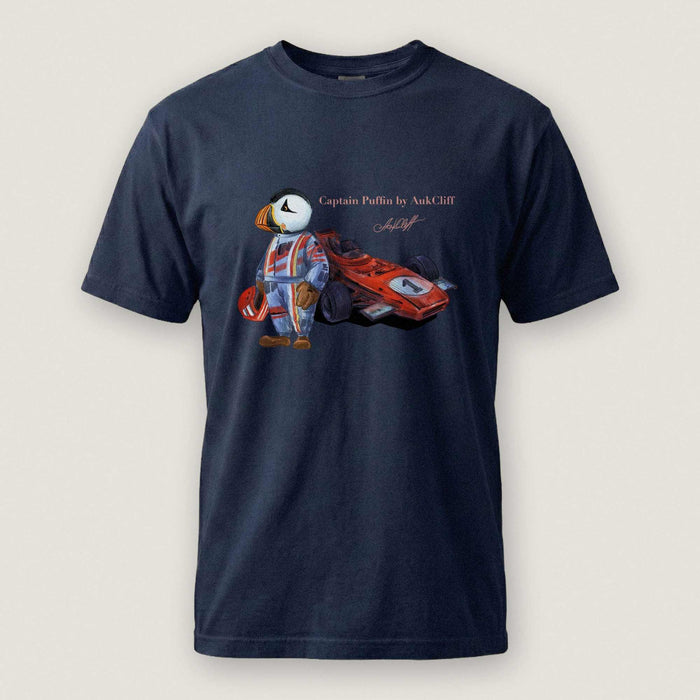 AukCliff Captain Puffin T-shirt True Navy / S Captain Puffin™ Formula Racer Comfort Colors T-Shirt