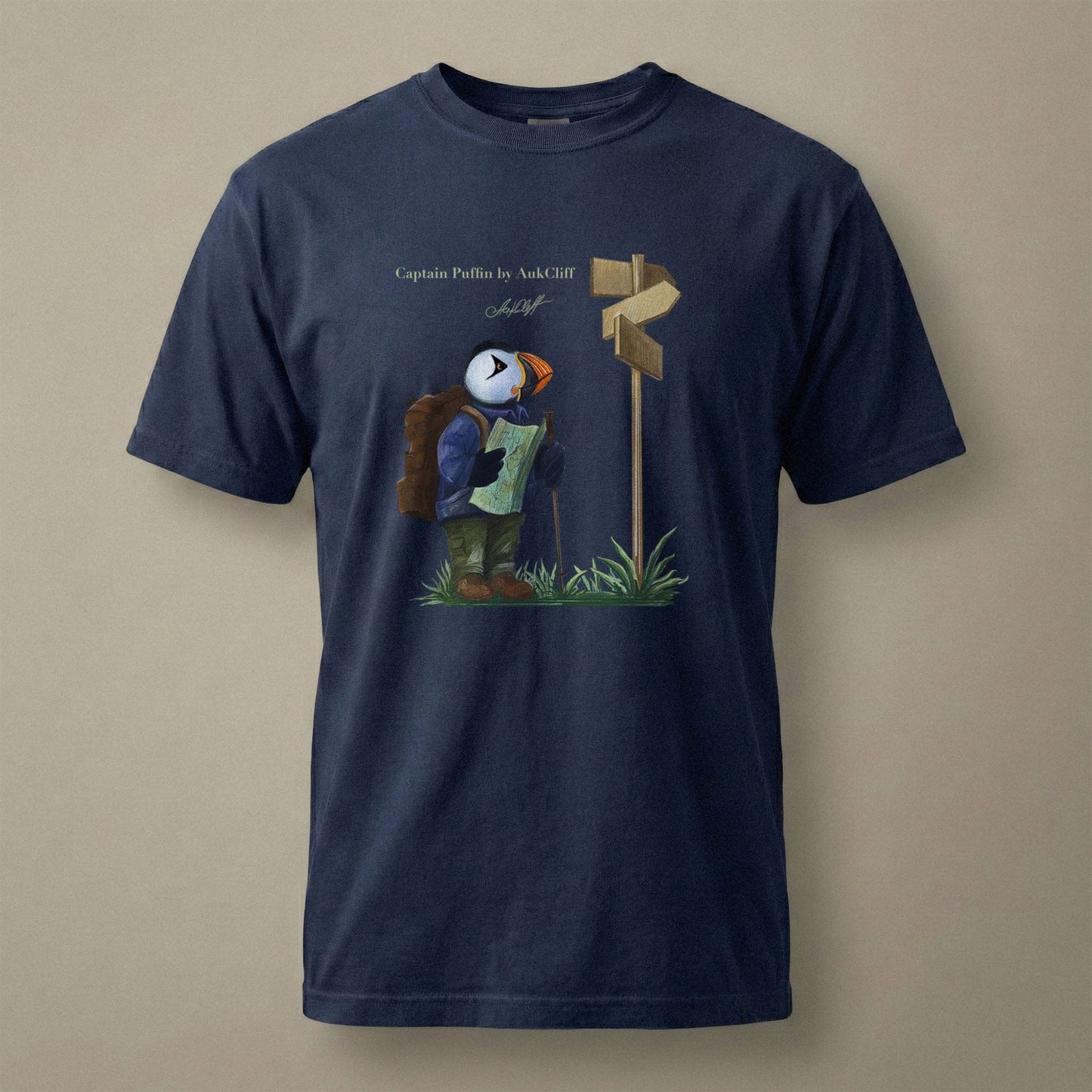 AukCliff Captain Puffin T-shirt True Navy / S Captain Puffin™ Hiker Comfort Colors T-Shirt