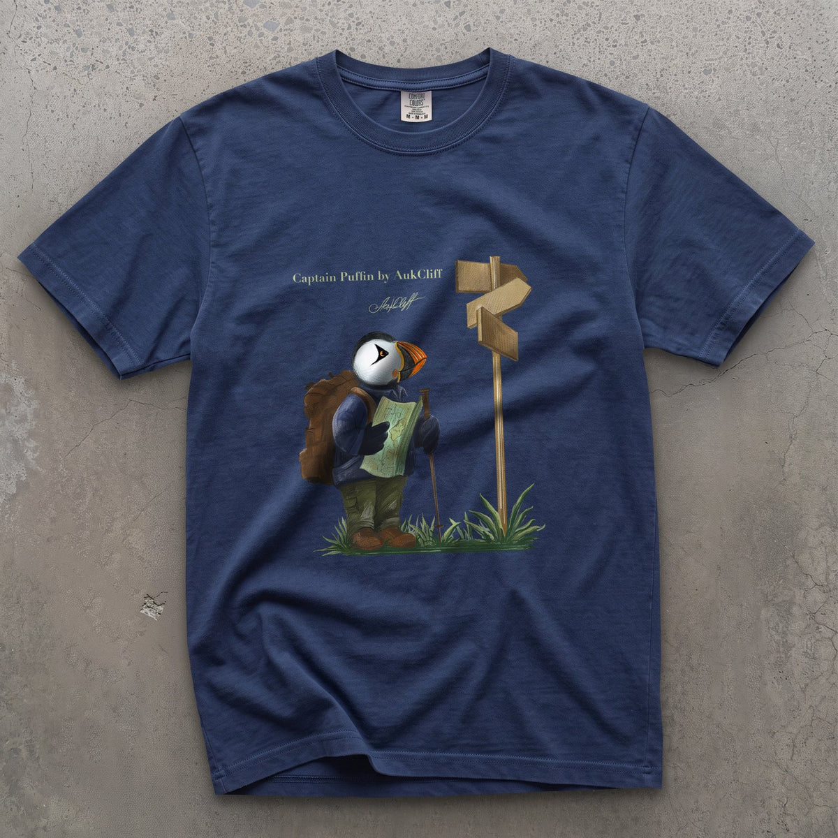 AukCliff Captain Puffin T-shirt True Navy / S Captain Puffin™ Hiker Comfort Colors T-Shirt