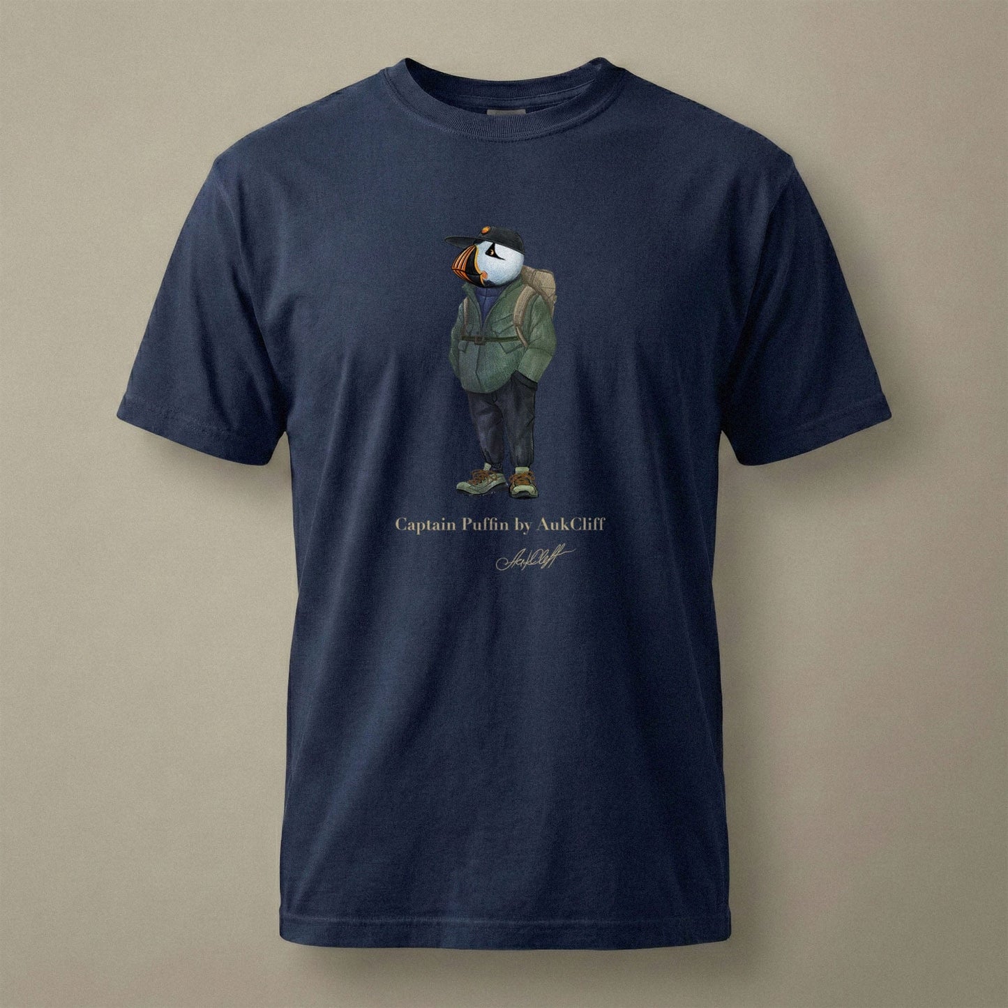AukCliff® Captain Puffin T-shirt True Navy / S Captain Puffin “Japanese Trail Walker” Comfort Colors T-Shirt