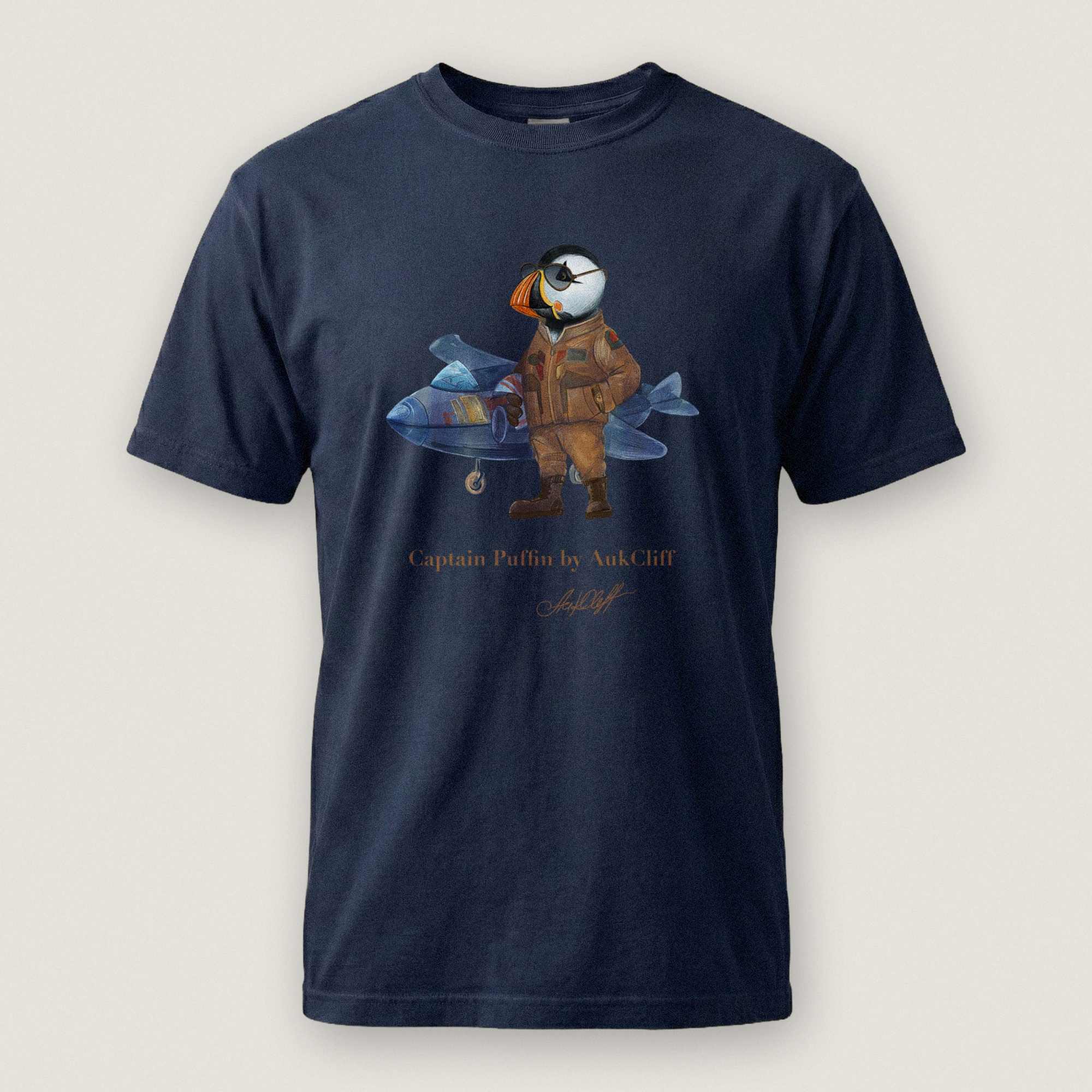 AukCliff Captain Puffin T-shirt True Navy / S Captain Puffin™ Jet Pilot Comfort Colors T-Shirt