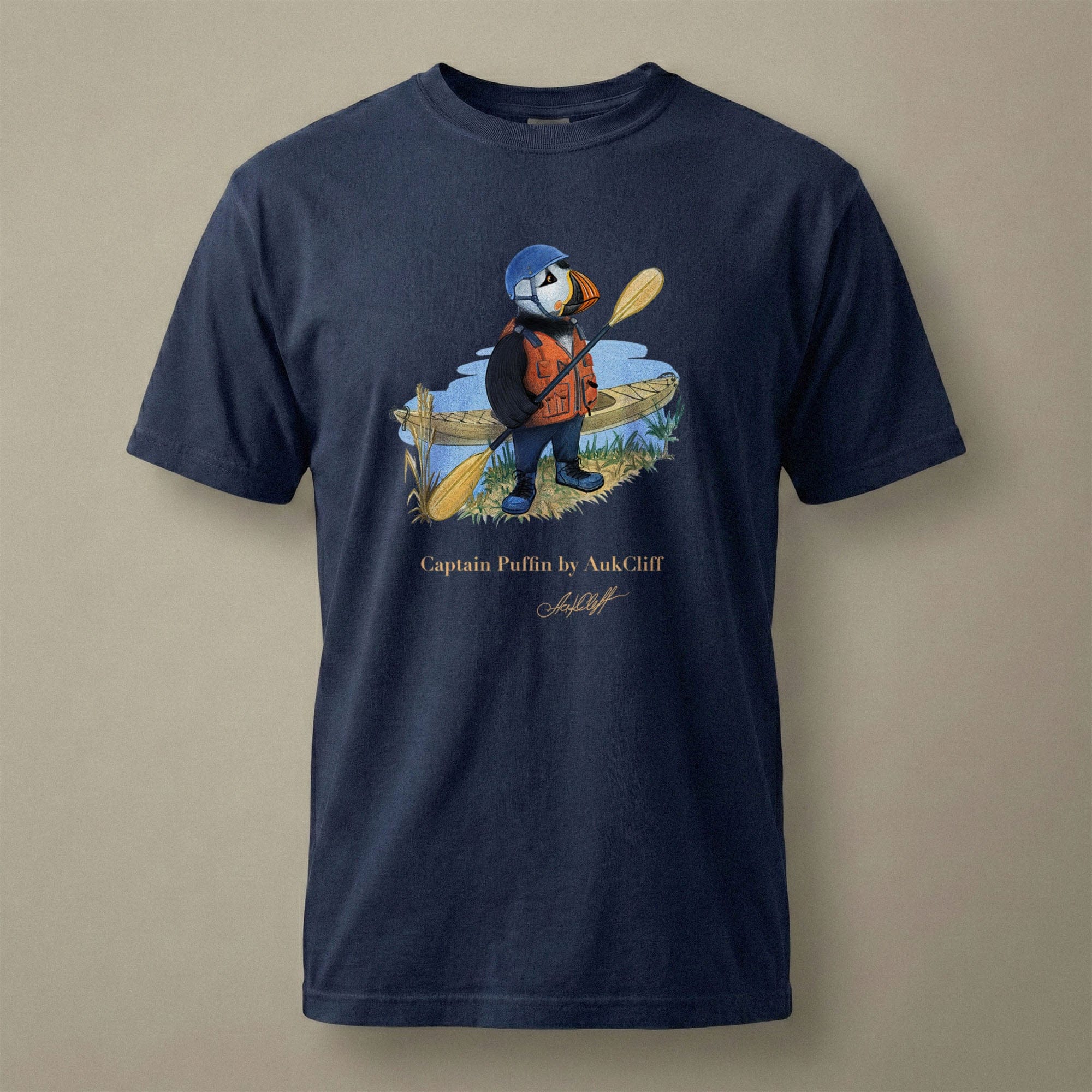 AukCliff Captain Puffin T-shirt True Navy / S Captain Puffin™ Kayaker Comfort Colors T-Shirt