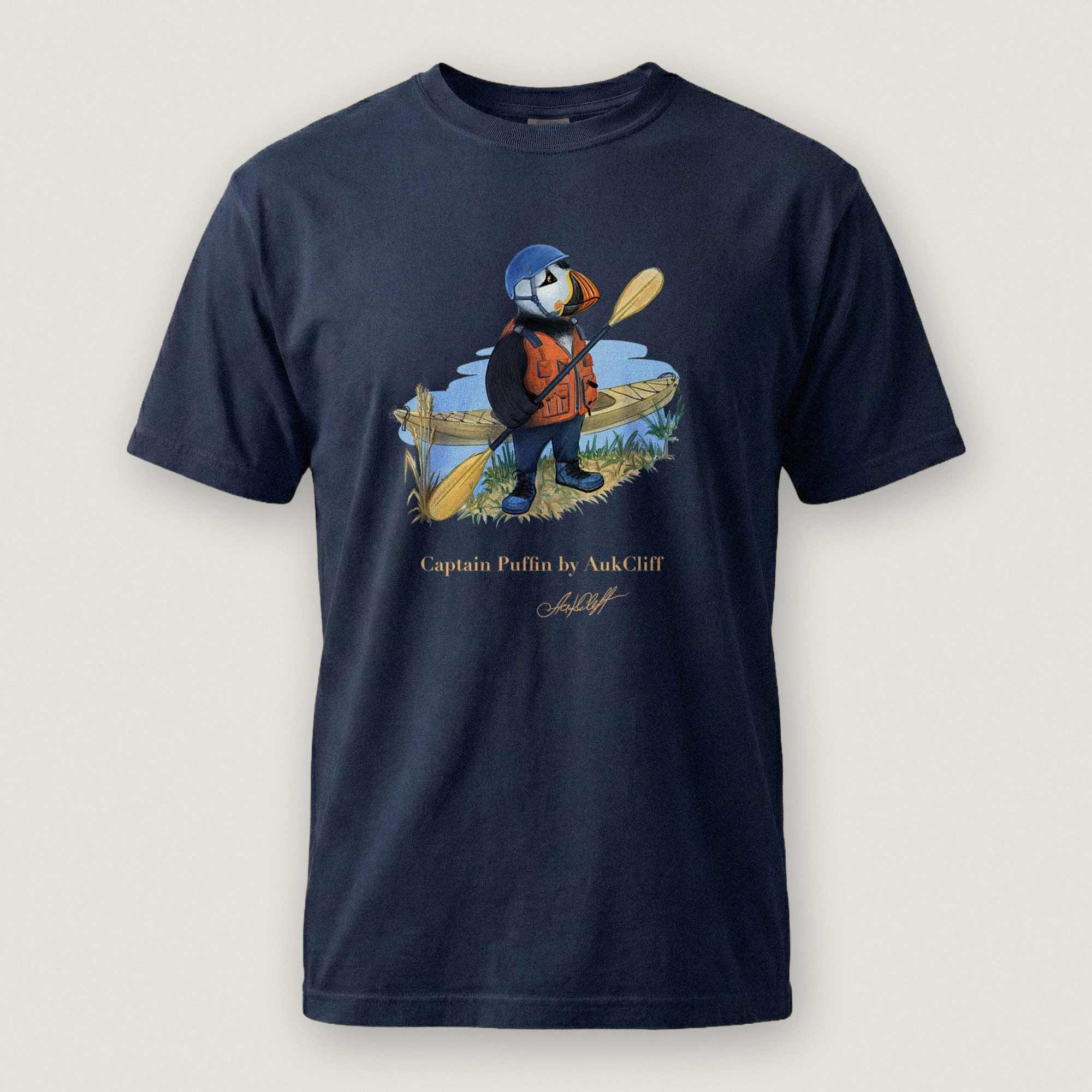 AukCliff Captain Puffin T-shirt True Navy / S Captain Puffin™ Kayaker Comfort Colors T-Shirt