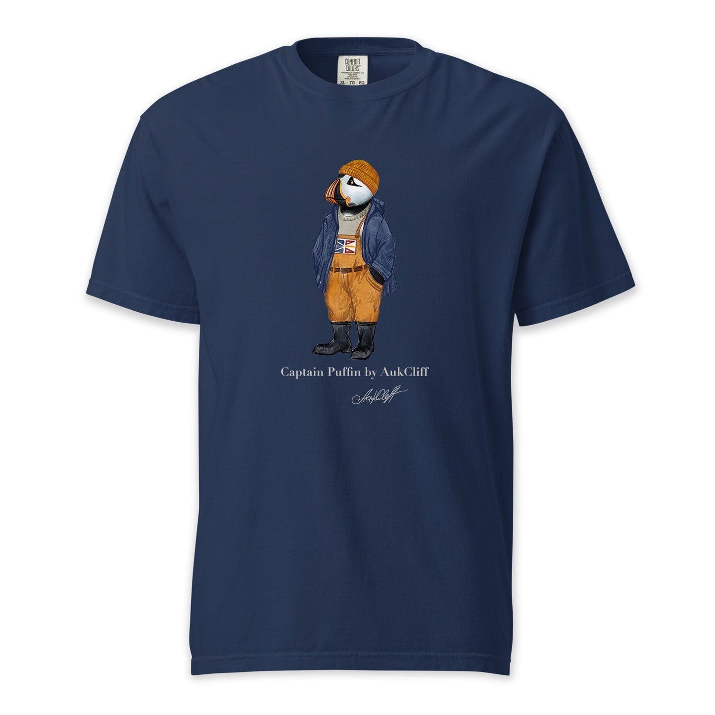 AukCliff® Captain Puffin T-shirt True Navy / S Captain Puffin™ Newfoundland & Labrador Comfort Colors T-Shirt