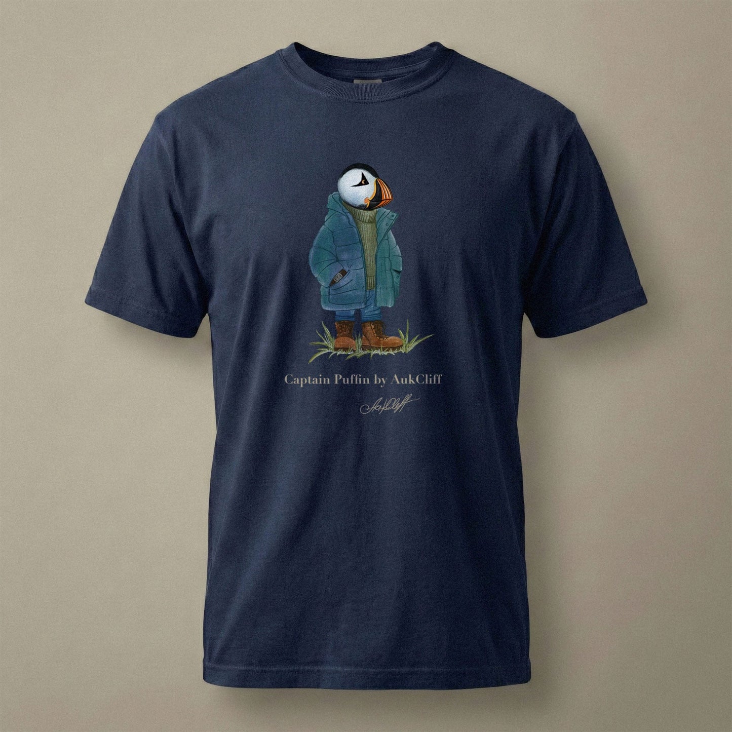 AukCliff® Captain Puffin T-shirt True Navy / S Captain Puffin™ “Nordic Roamer” Comfort Colors T-Shirt