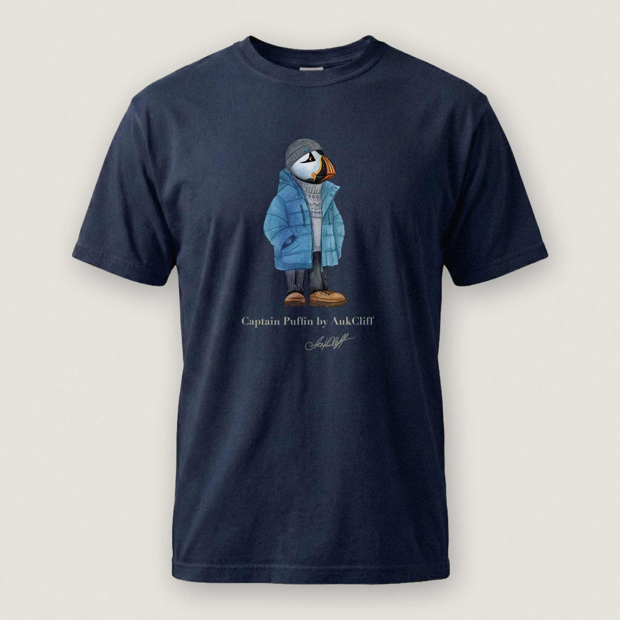 AukCliff® Captain Puffin T-shirt True Navy / S Captain Puffin “Nordic Wayfarer” Comfort Colors T-Shirt
