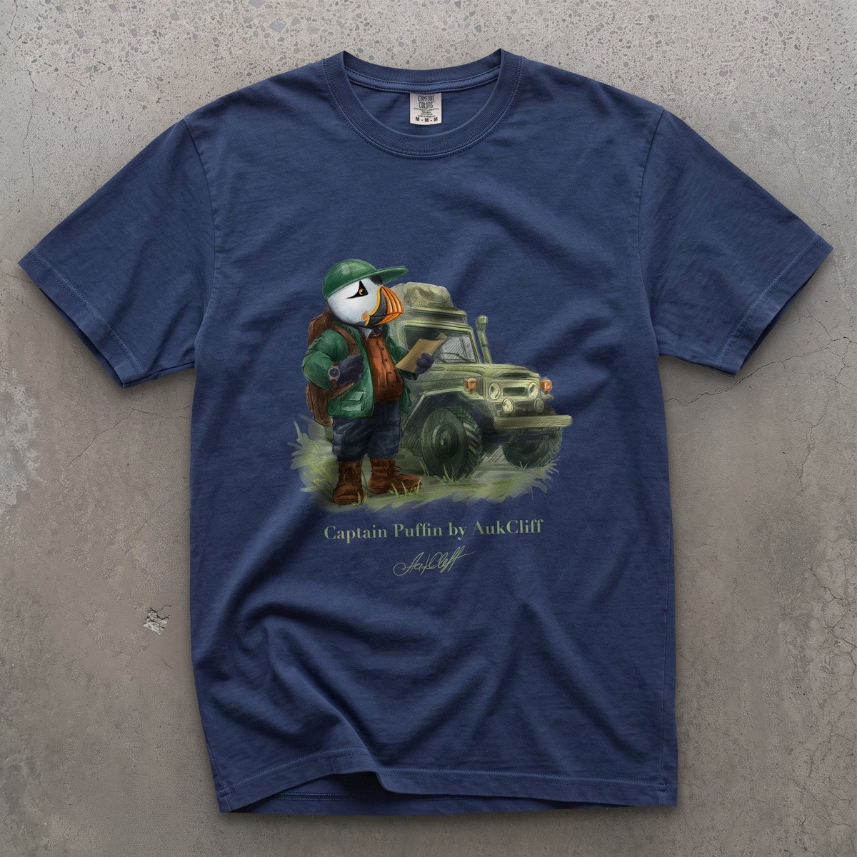 AukCliff Captain Puffin T-shirt True Navy / S Captain Puffin™ Overland Explorer Comfort Colors T-Shirt