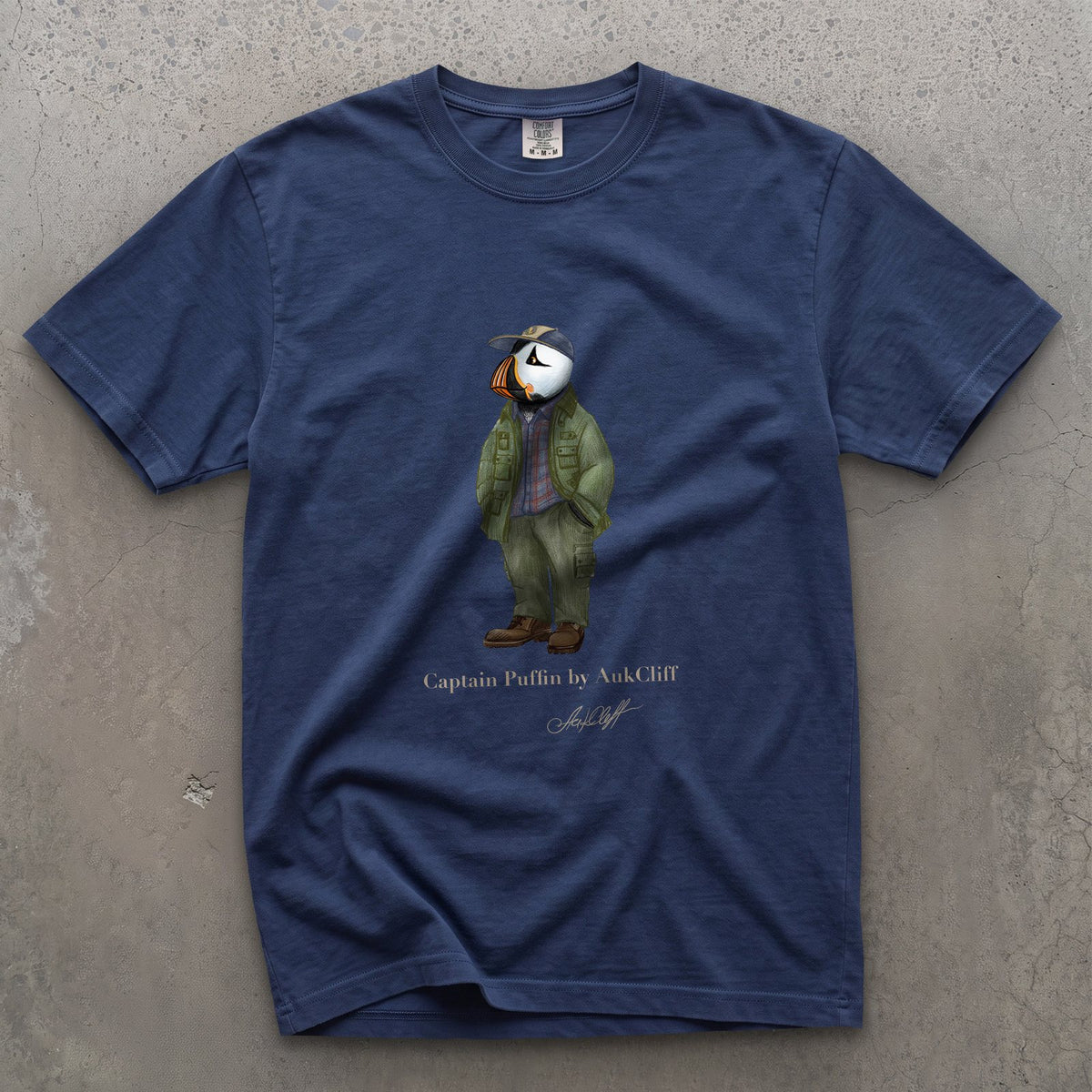 AukCliff® Captain Puffin T-shirt True Navy / S Captain Puffin “Pacific Northwest Trailkeeper” Comfort Colors T-Shirt