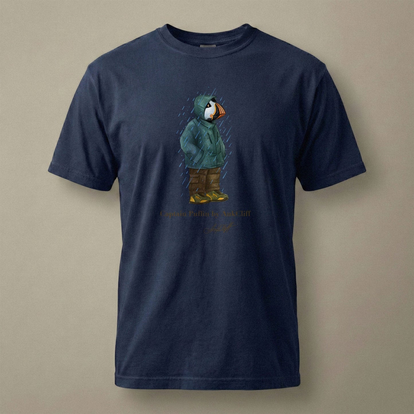 AukCliff Captain Puffin T-shirt True Navy / S Captain Puffin™ “Rainy Day Rambler” Comfort Colors T-Shirt