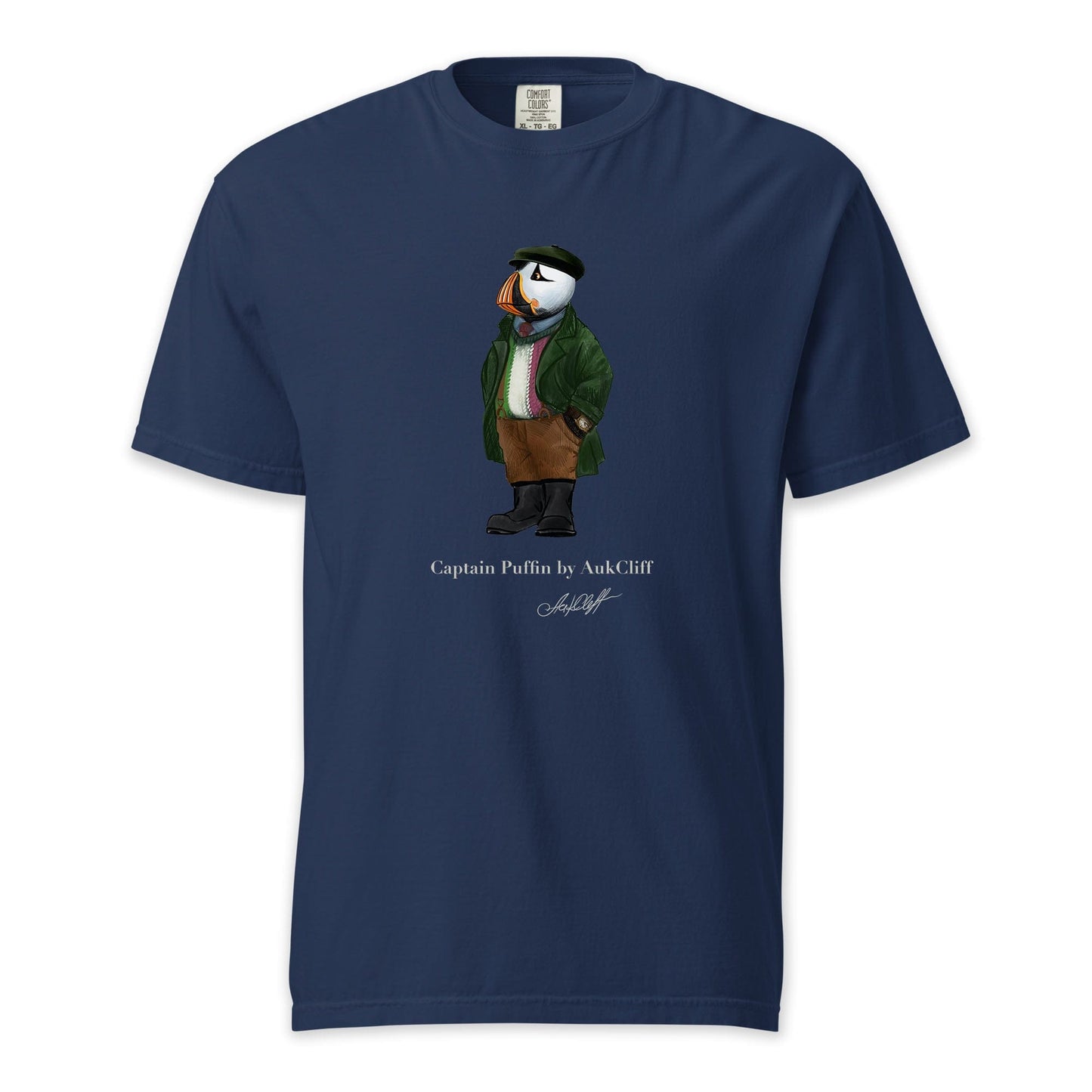 AukCliff® Captain Puffin T-shirt True Navy / S Captain Puffin™ Republic of Newfoundland Comfort Colors T-Shirt