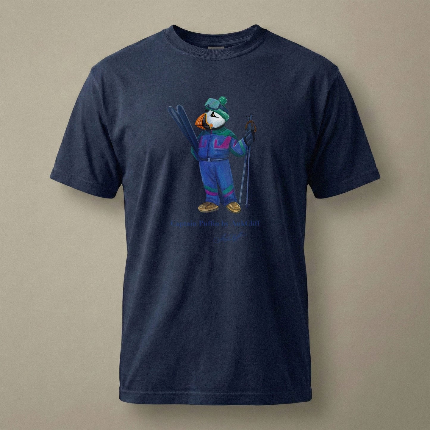AukCliff Captain Puffin T-shirt True Navy / S Captain Puffin™ Retro Ski Comfort Colors T-Shirt