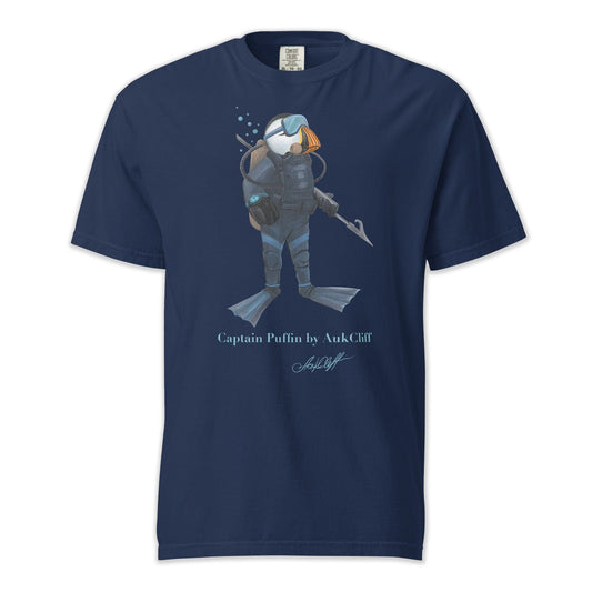 AukCliff Captain Puffin T-shirt True Navy / S Captain Puffin™ Scuba Diver Comfort Colors T-Shirt