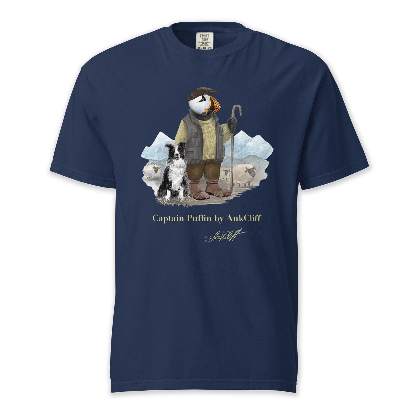 AukCliff Captain Puffin T-shirt True Navy / S Captain Puffin™ “The Merino Farmer” Comfort Colors T-Shirt
