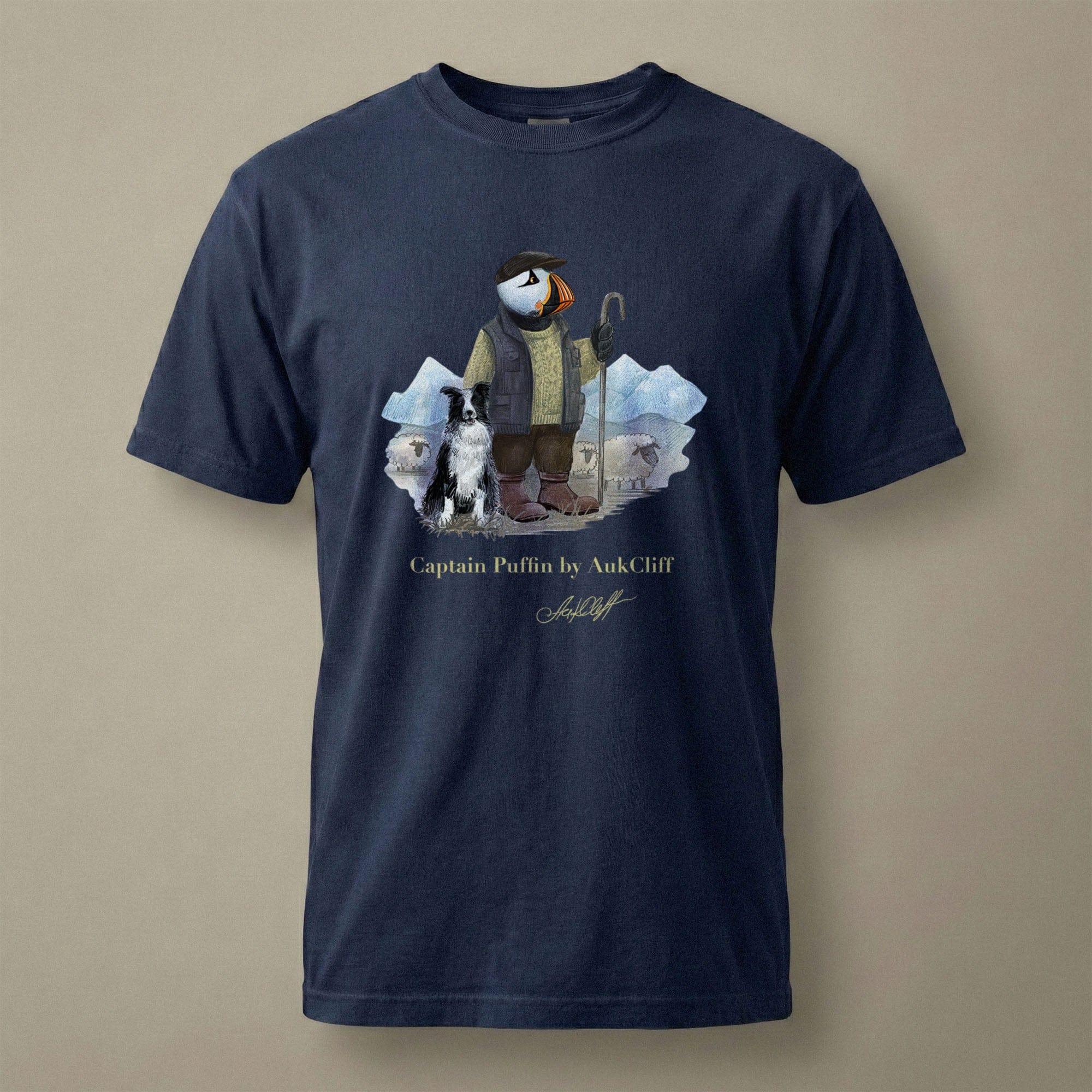 AukCliff Captain Puffin T-shirt True Navy / S Captain Puffin™ “The Merino Farmer” Comfort Colors T-Shirt