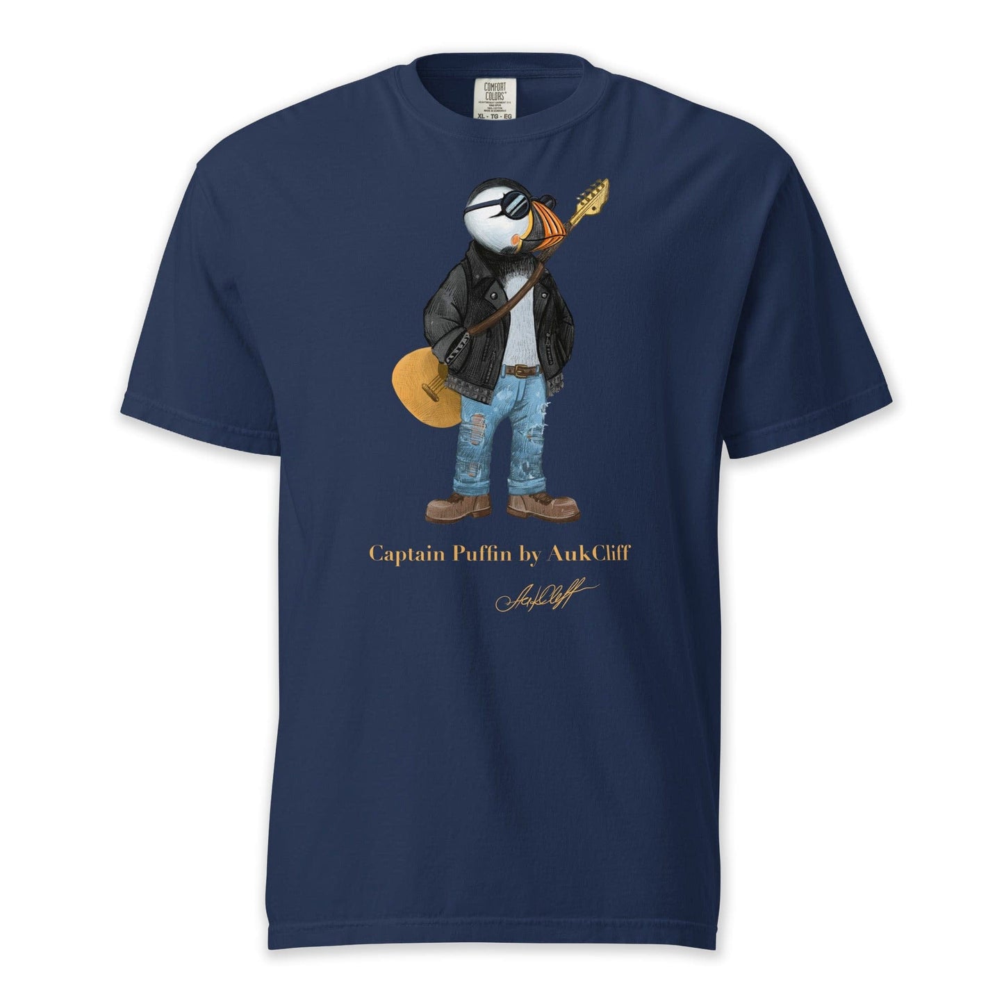 AukCliff Captain Puffin T-shirt True Navy / S Captain Puffin™ “The Rock Band Rebel” Comfort Colors T-Shirt