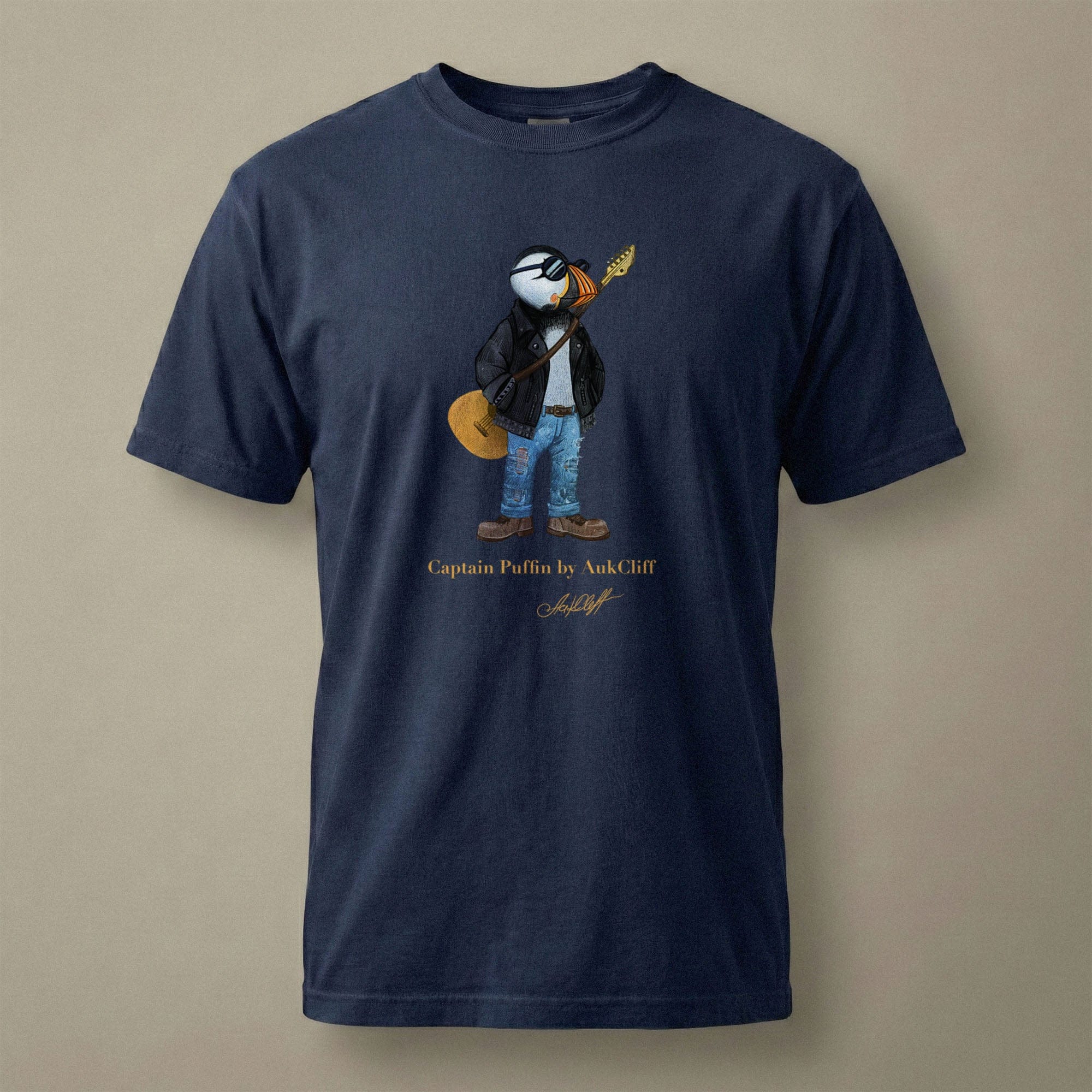 AukCliff Captain Puffin T-shirt True Navy / S Captain Puffin™ “The Rock Band Rebel” Comfort Colors T-Shirt