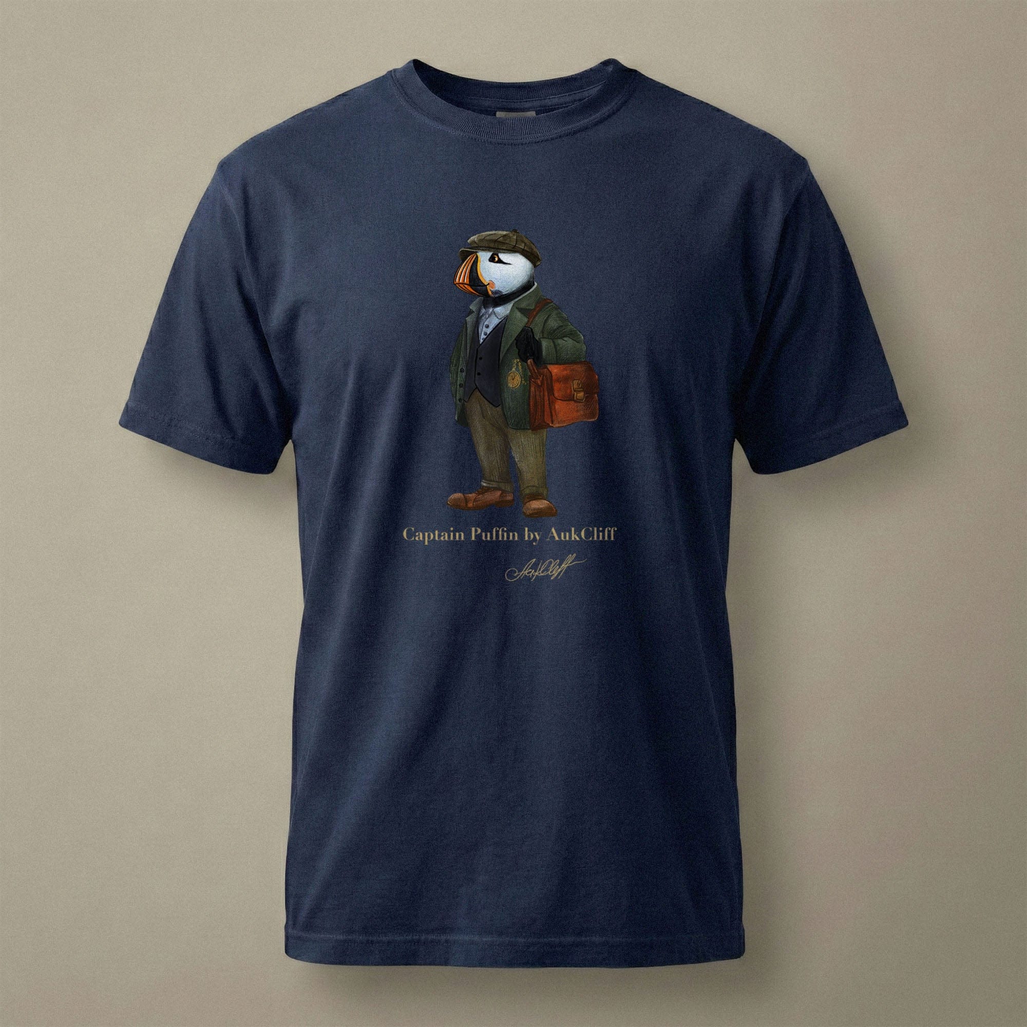 AukCliff Captain Puffin T-shirt True Navy / S Captain Puffin™ “The Vintage Explorer” Comfort Colors T-Shirt