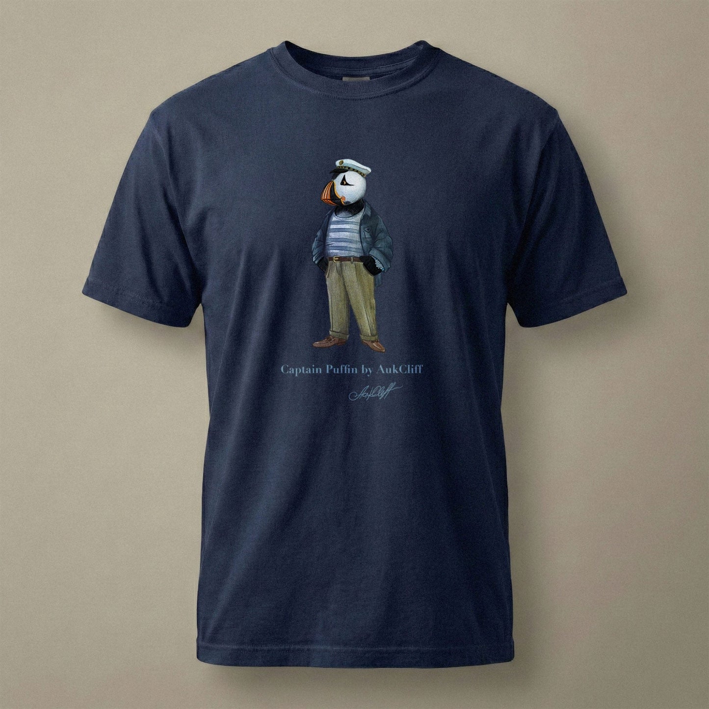 AukCliff Captain Puffin T-shirt True Navy / S Captain Puffin™ “The Yacht Captain” Comfort Colors T-Shirt