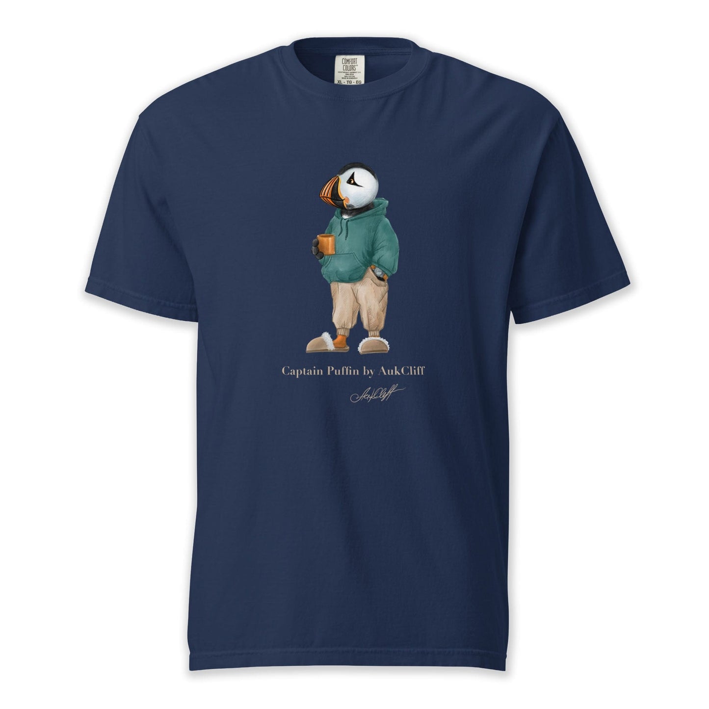 AukCliff® Captain Puffin T-shirt True Navy / S Captain Puffin™ “Trail Après” Comfort Colors T-Shirt