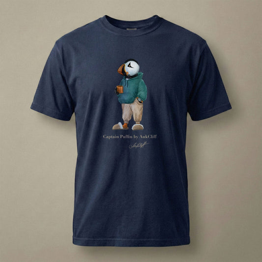AukCliff® Captain Puffin T-shirt True Navy / S Captain Puffin™ “Trail Après” Comfort Colors T-Shirt