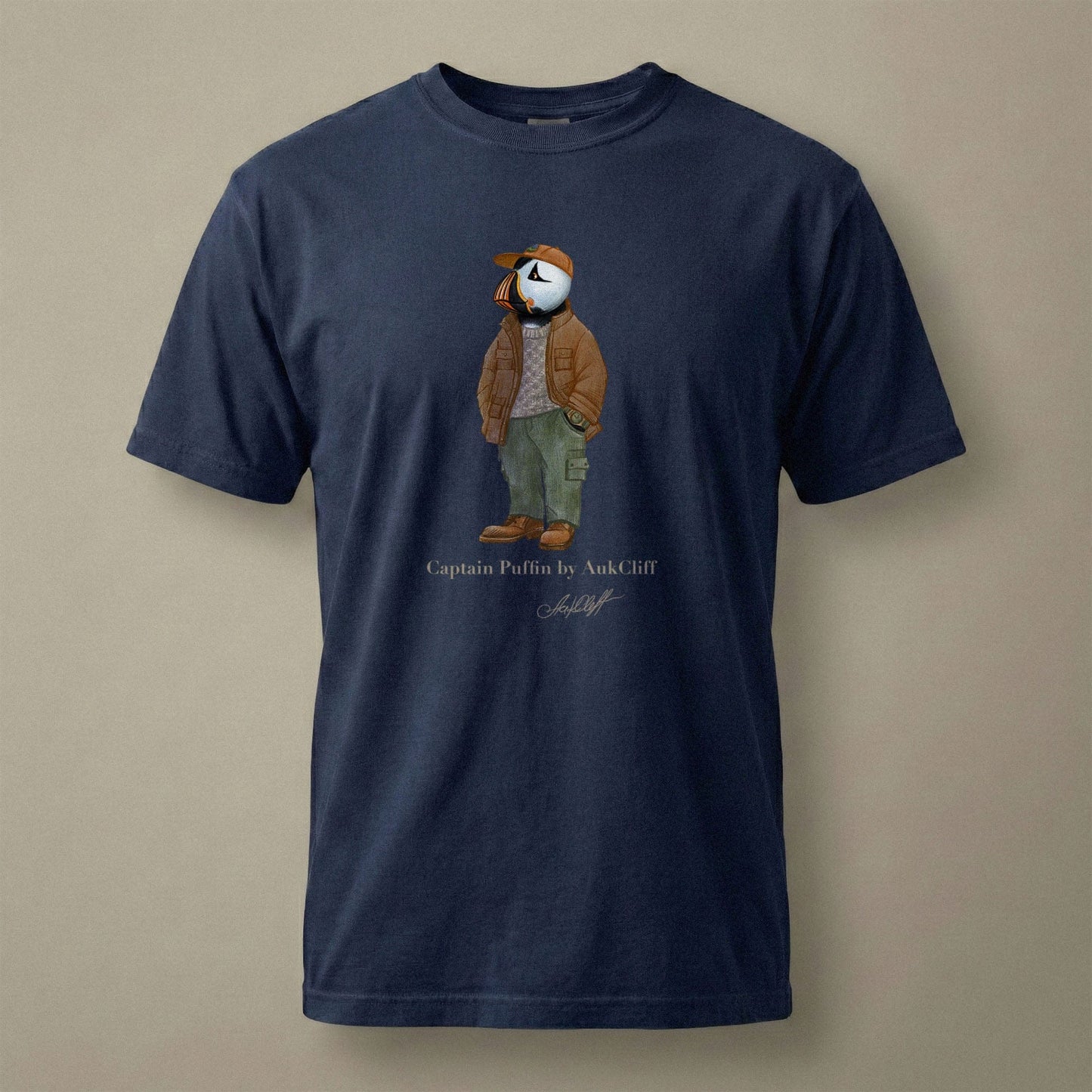 AukCliff® Captain Puffin T-shirt True Navy / S Captain Puffin “UK Rambler” Comfort Colors T-Shirt