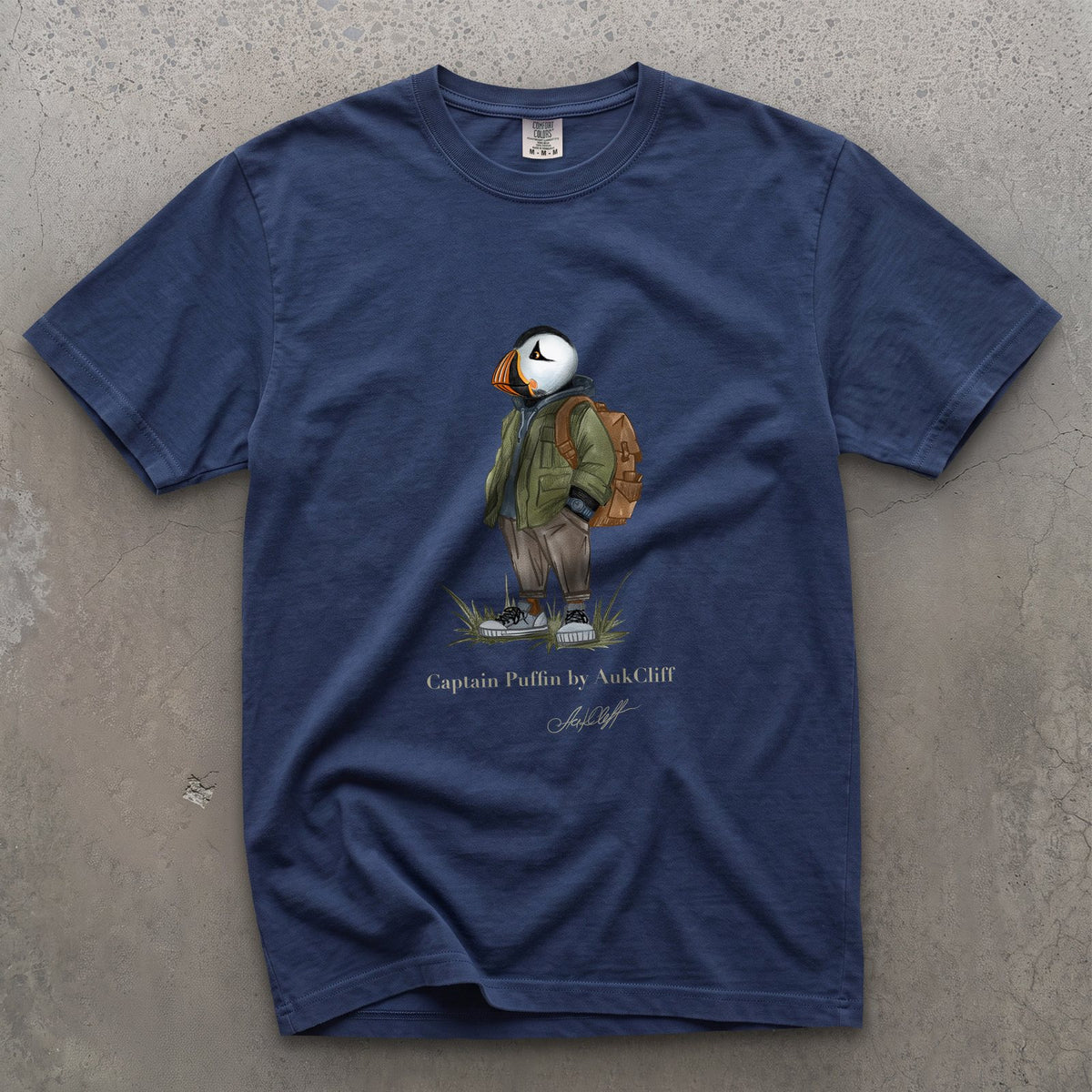 AukCliff® Captain Puffin T-shirt True Navy / S Captain Puffin™ “Urban Hiker” Comfort Colors T-Shirt