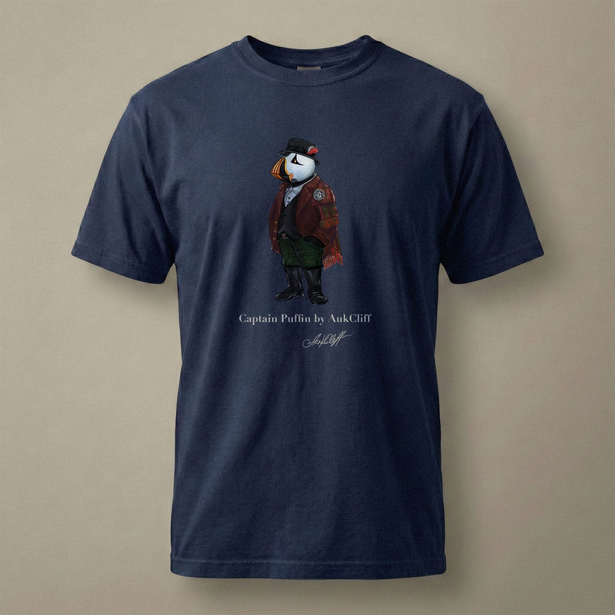 AukCliff® Captain Puffin T-shirt True Navy / S Captain Puffin™ Welsh Heritage Comfort Colors T-Shirt