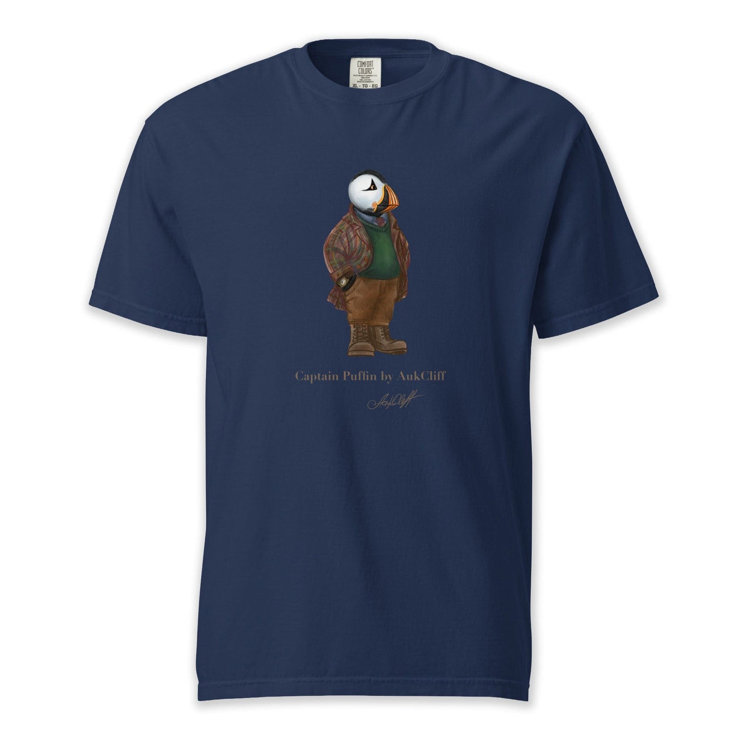 AukCliff® Captain Puffin T-shirt True Navy / S Captain Puffin™ “Wilderness Gentleman” Comfort Colors T-Shirt