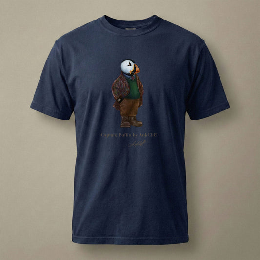 AukCliff® Captain Puffin T-shirt True Navy / S Captain Puffin™ “Wilderness Gentleman” Comfort Colors T-Shirt