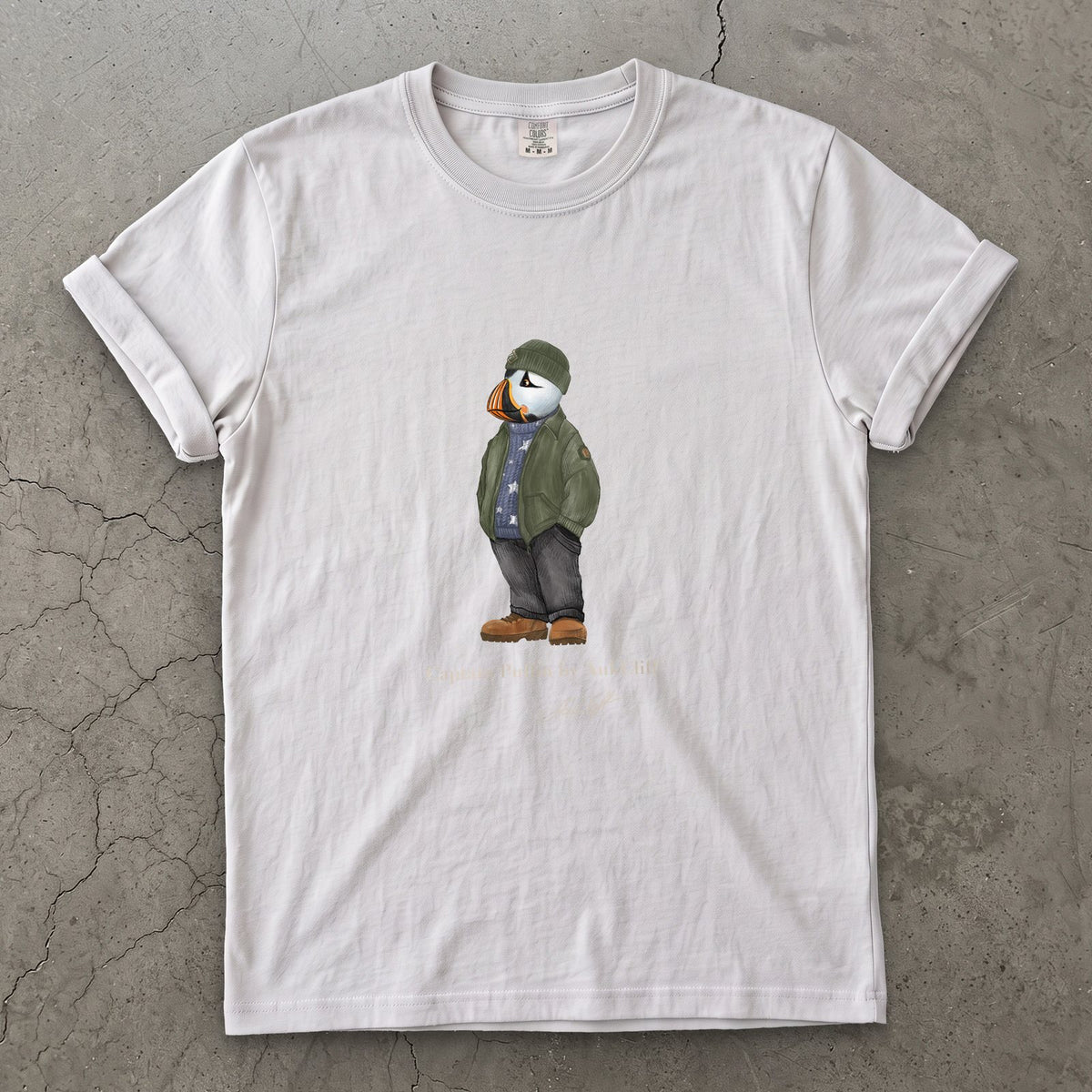 AukCliff® Captain Puffin T-shirt White / S Captain Puffin “American Trailkeeper” Comfort Colors T-Shirt