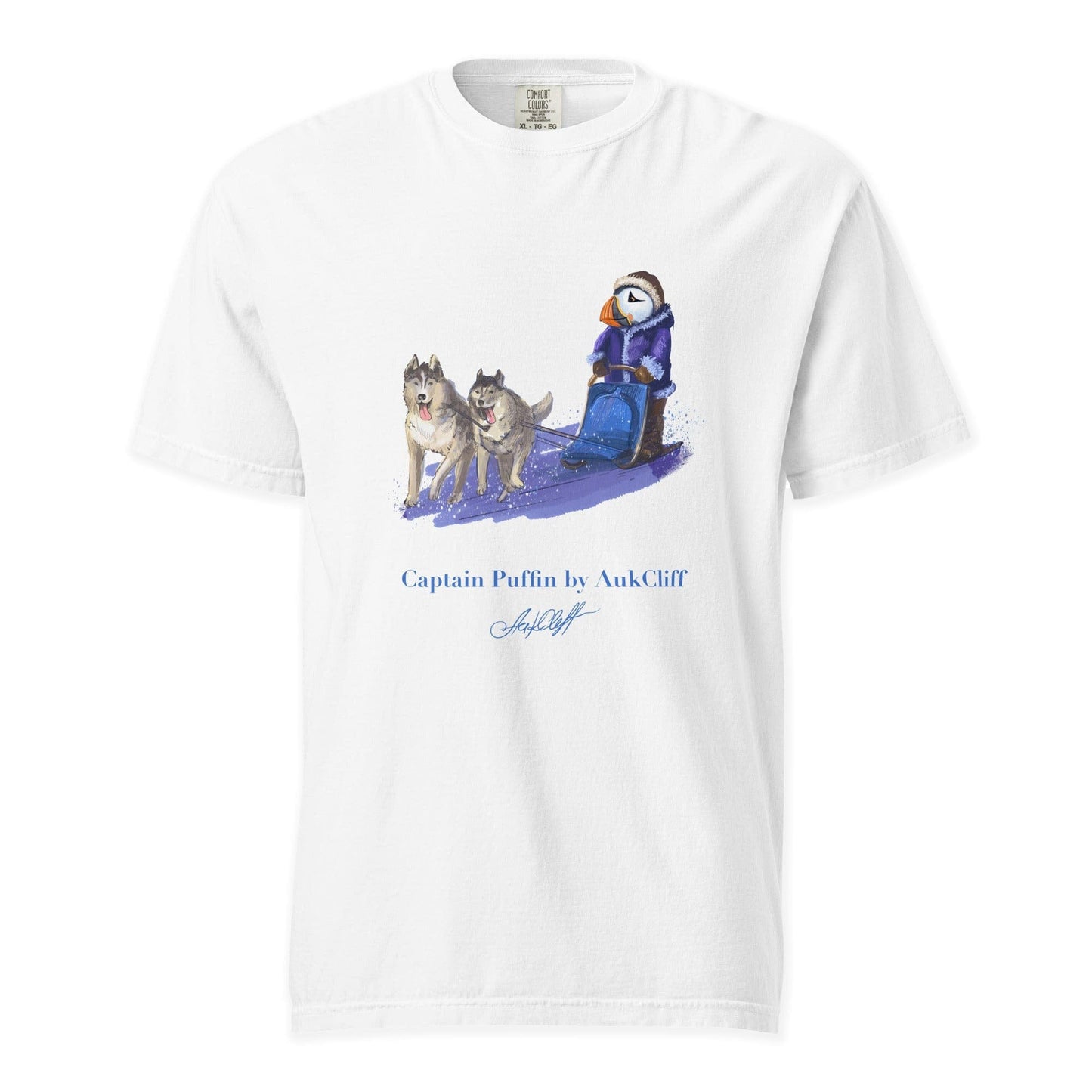 AukCliff Captain Puffin T-shirt White / S Captain Puffin™ Arctic Dog Sledder T-Shirt