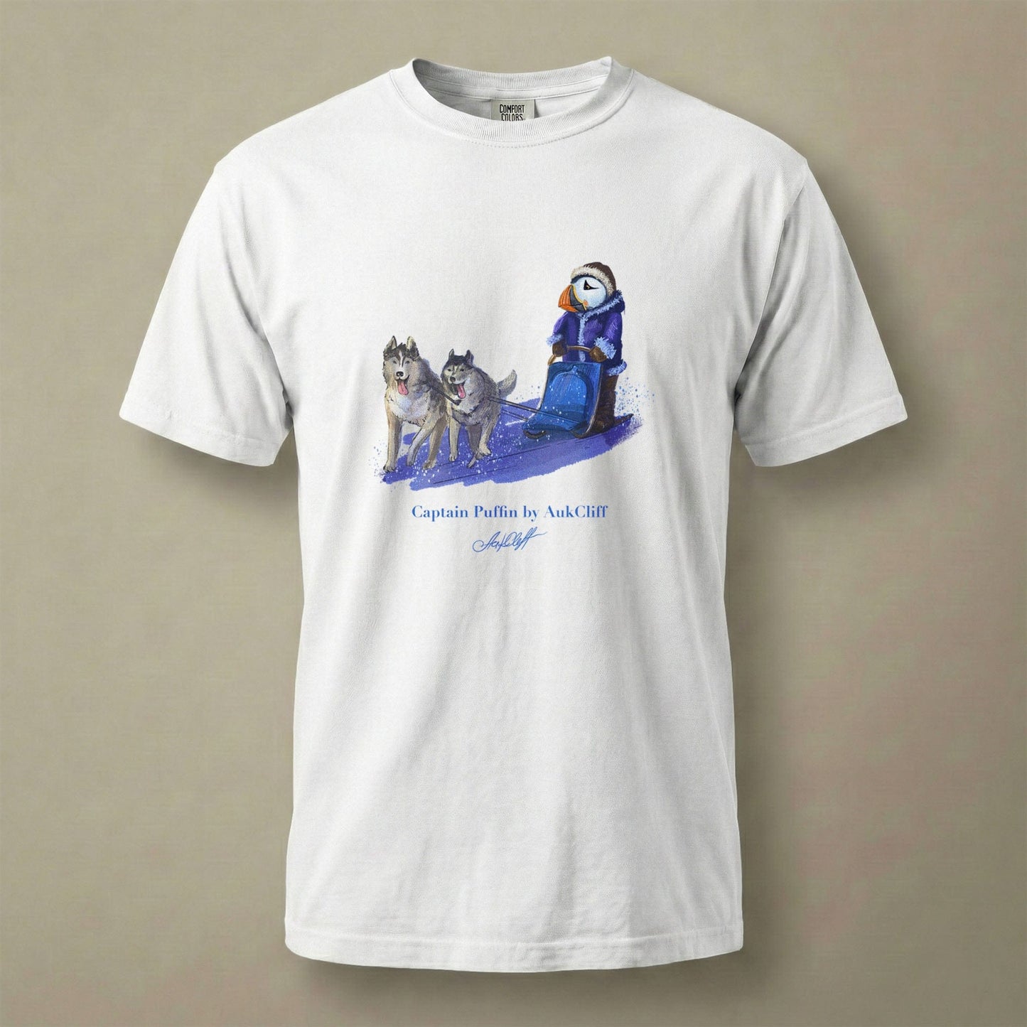 AukCliff Captain Puffin T-shirt White / S Captain Puffin™ Arctic Dog Sledder T-Shirt