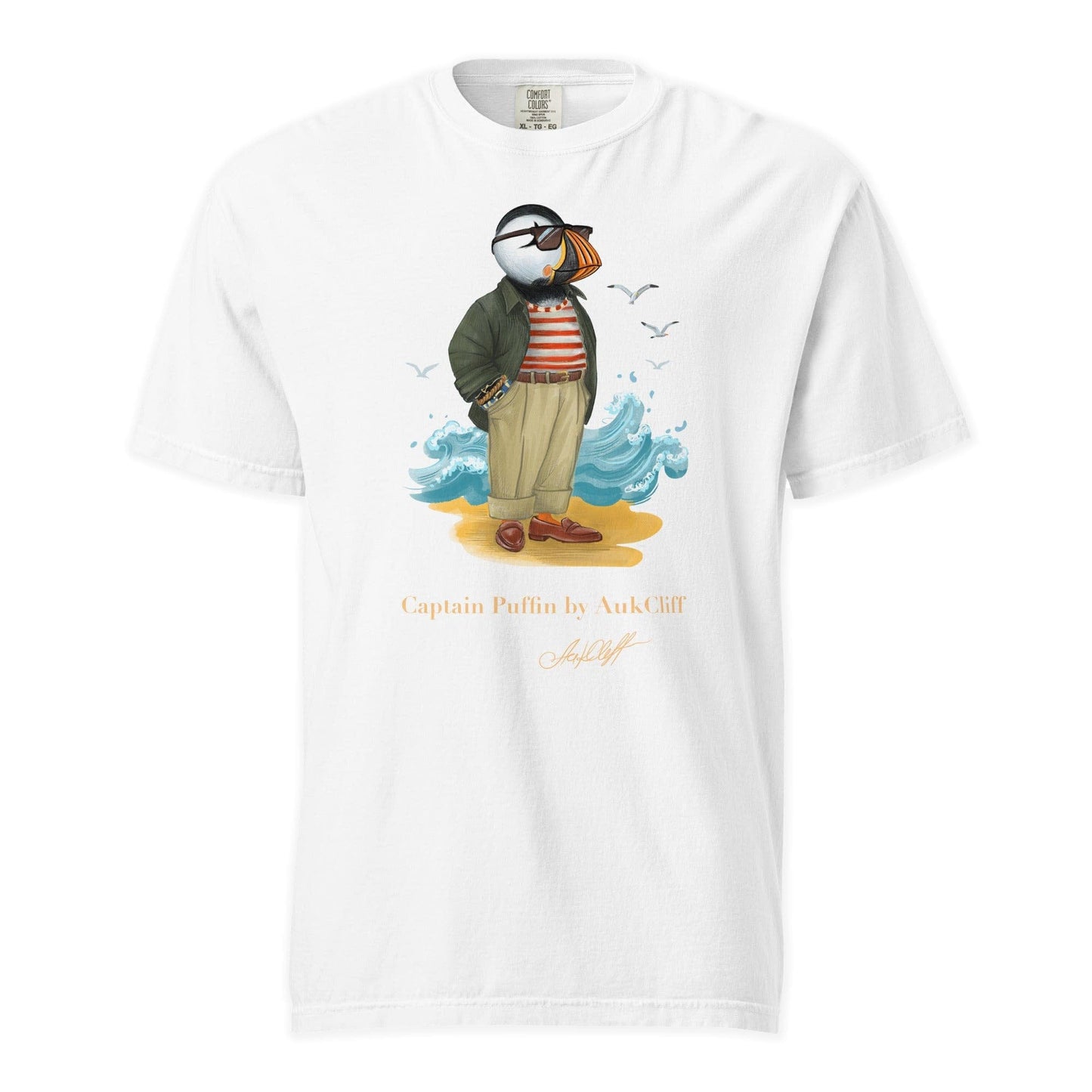 AukCliff Captain Puffin T-shirt White / S Captain Puffin™ Coastal Wanderer Comfort Colors T-Shirt
