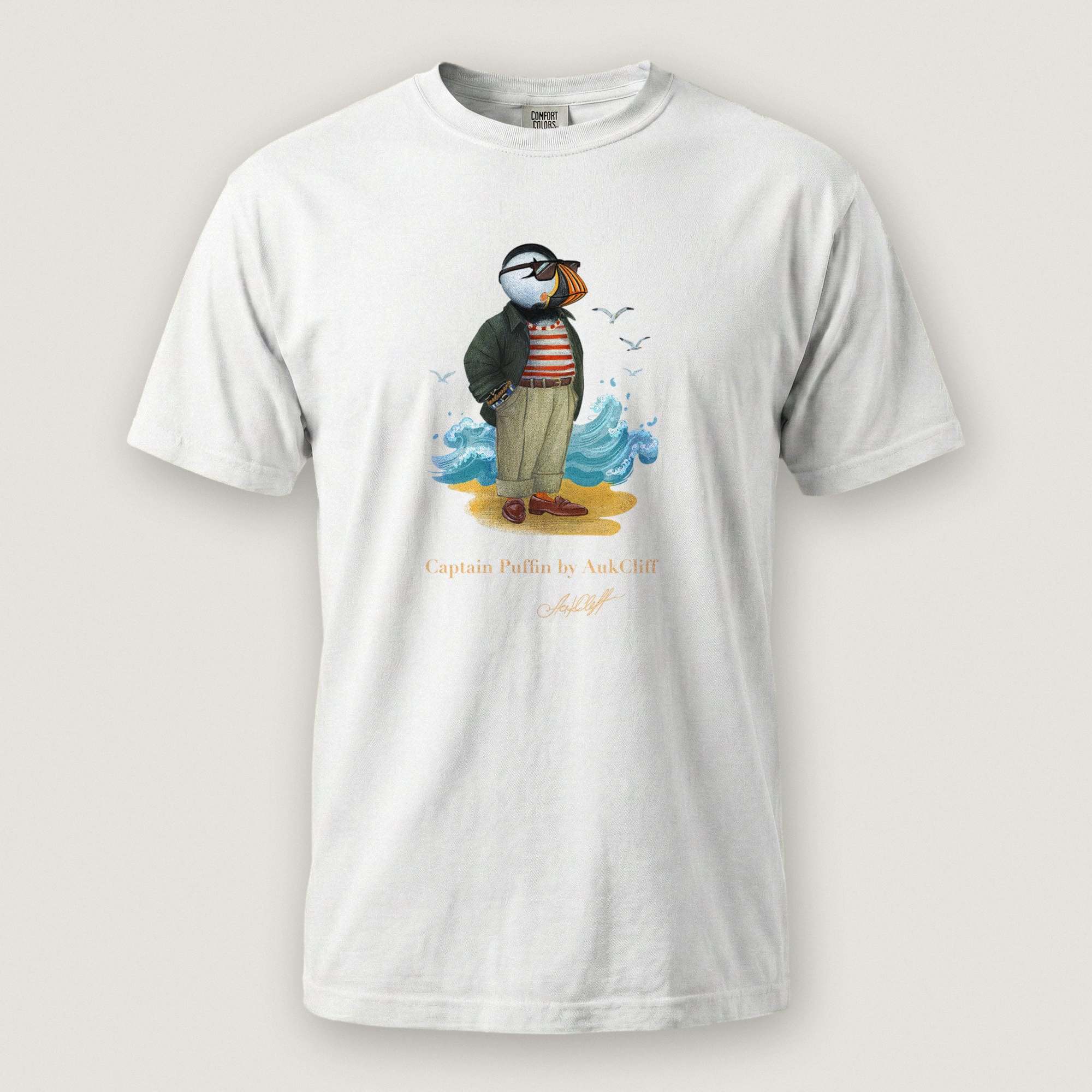 AukCliff Captain Puffin T-shirt White / S Captain Puffin™ Coastal Wanderer Comfort Colors T-Shirt