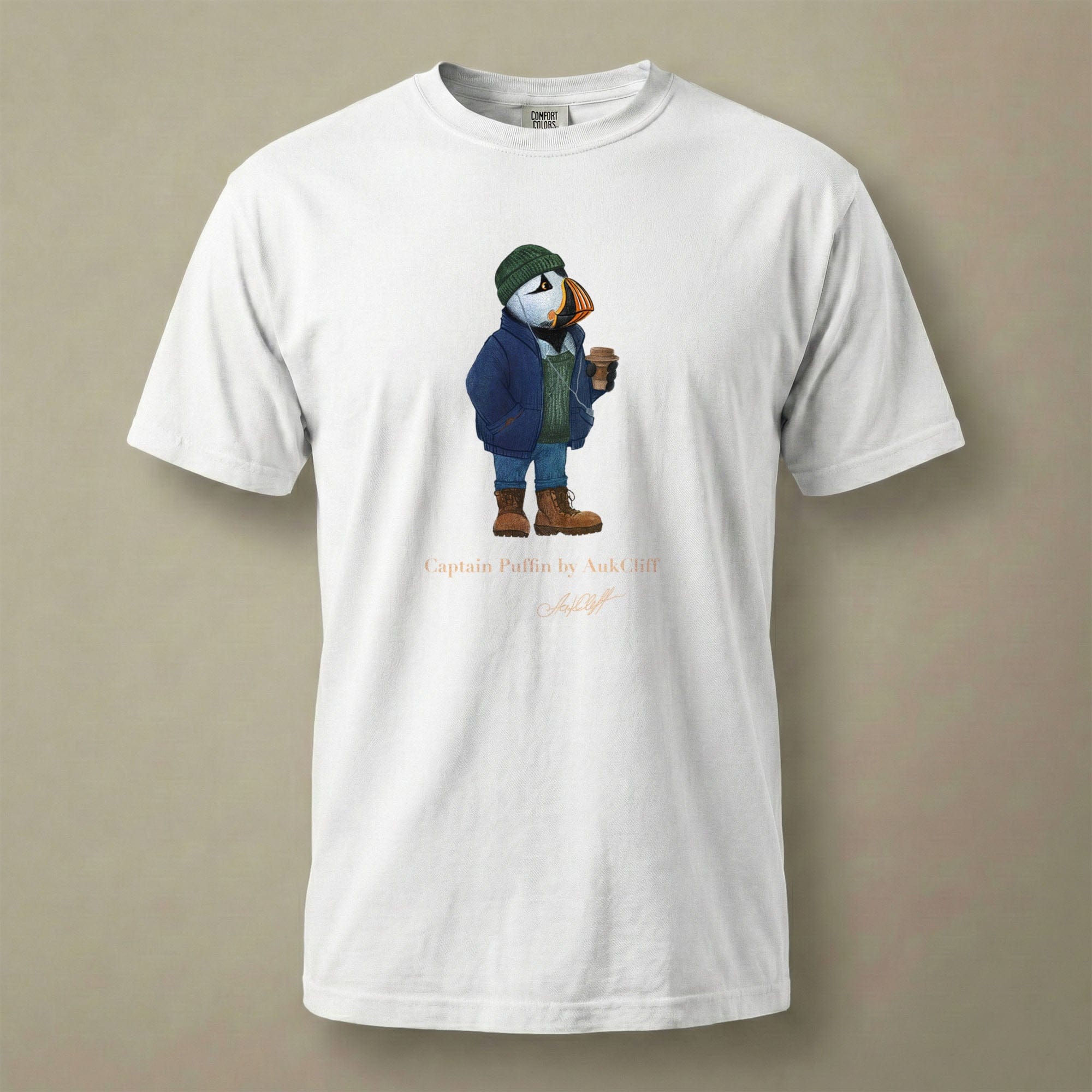 AukCliff Captain Puffin T-shirt White / S Captain Puffin™ Coffeehouse Comfort Colors T-Shirt