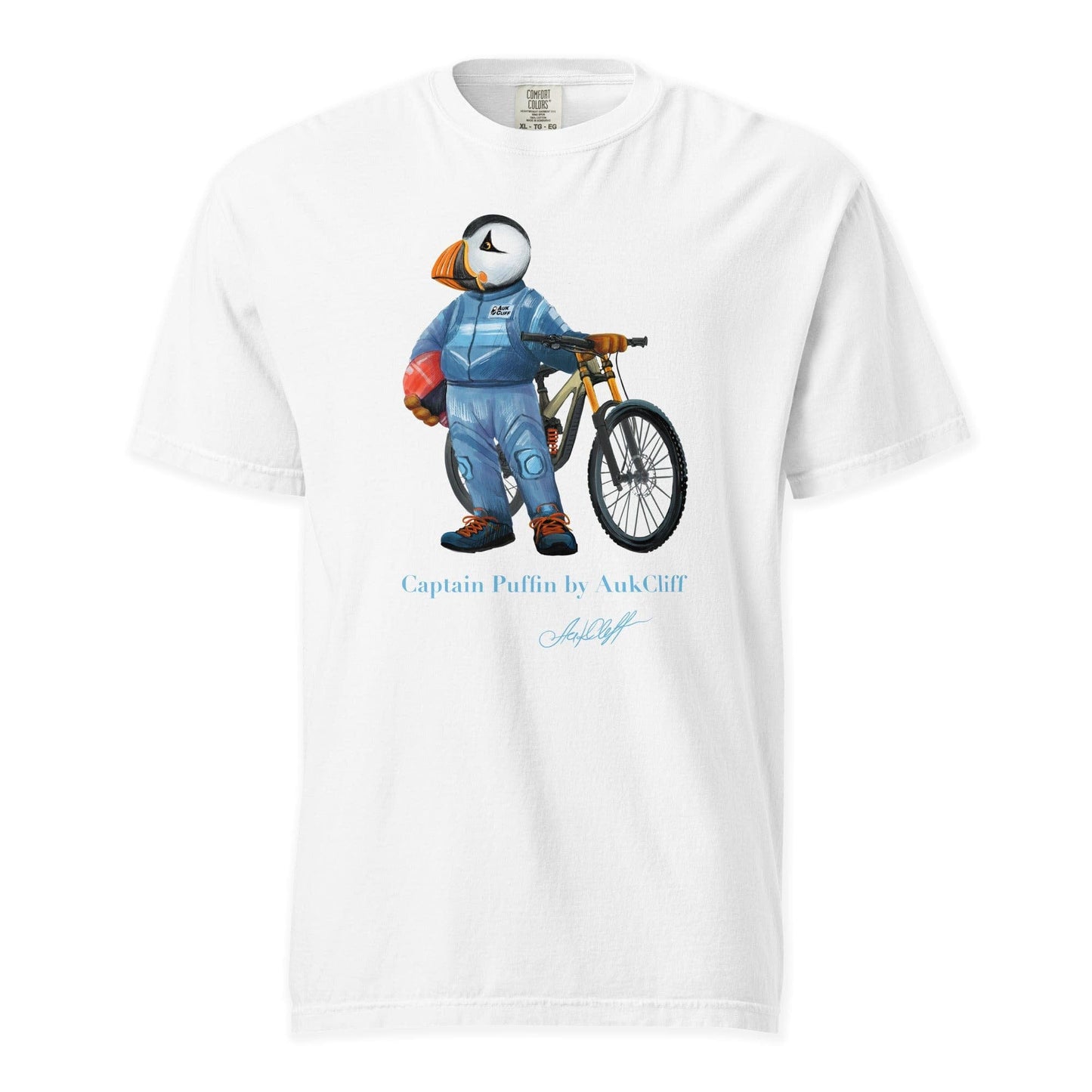 AukCliff Captain Puffin T-shirt White / S Captain Puffin™ Downhill Mountain Biker Comfort Colors T-Shirt
