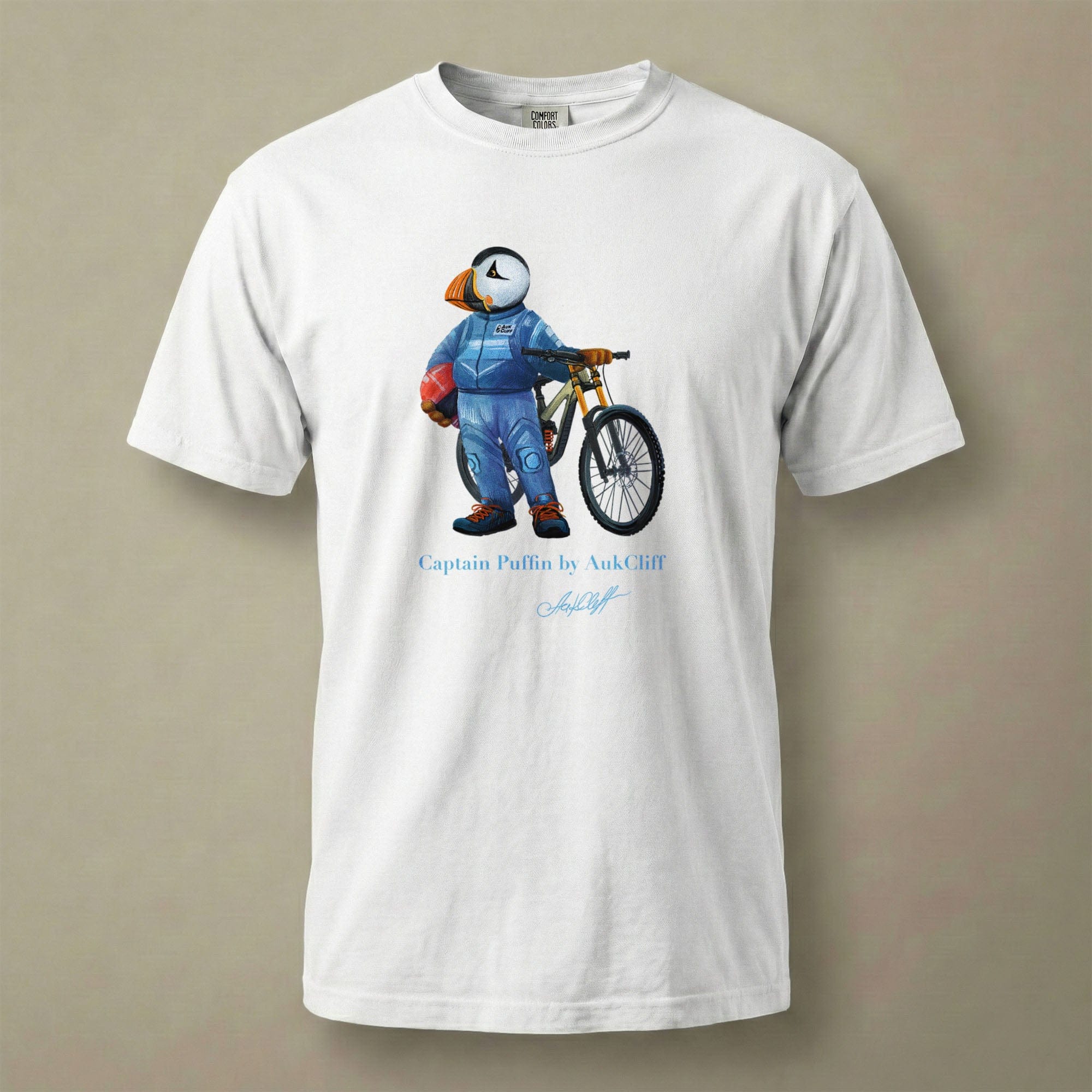 AukCliff Captain Puffin T-shirt White / S Captain Puffin™ Downhill Mountain Biker Comfort Colors T-Shirt