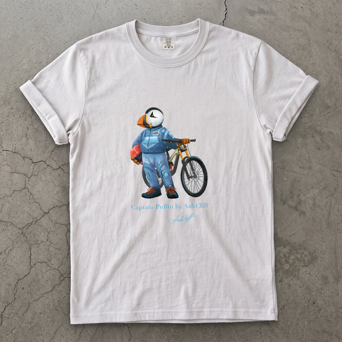 AukCliff Captain Puffin T-shirt White / S Captain Puffin™ Downhill Mountain Biker Comfort Colors T-Shirt