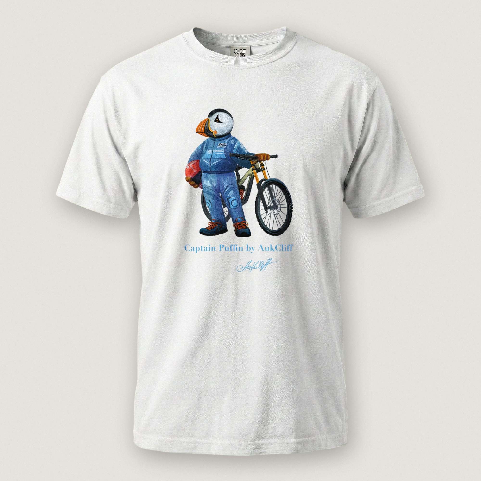 AukCliff Captain Puffin T-shirt White / S Captain Puffin™ Downhill Mountain Biker Comfort Colors T-Shirt