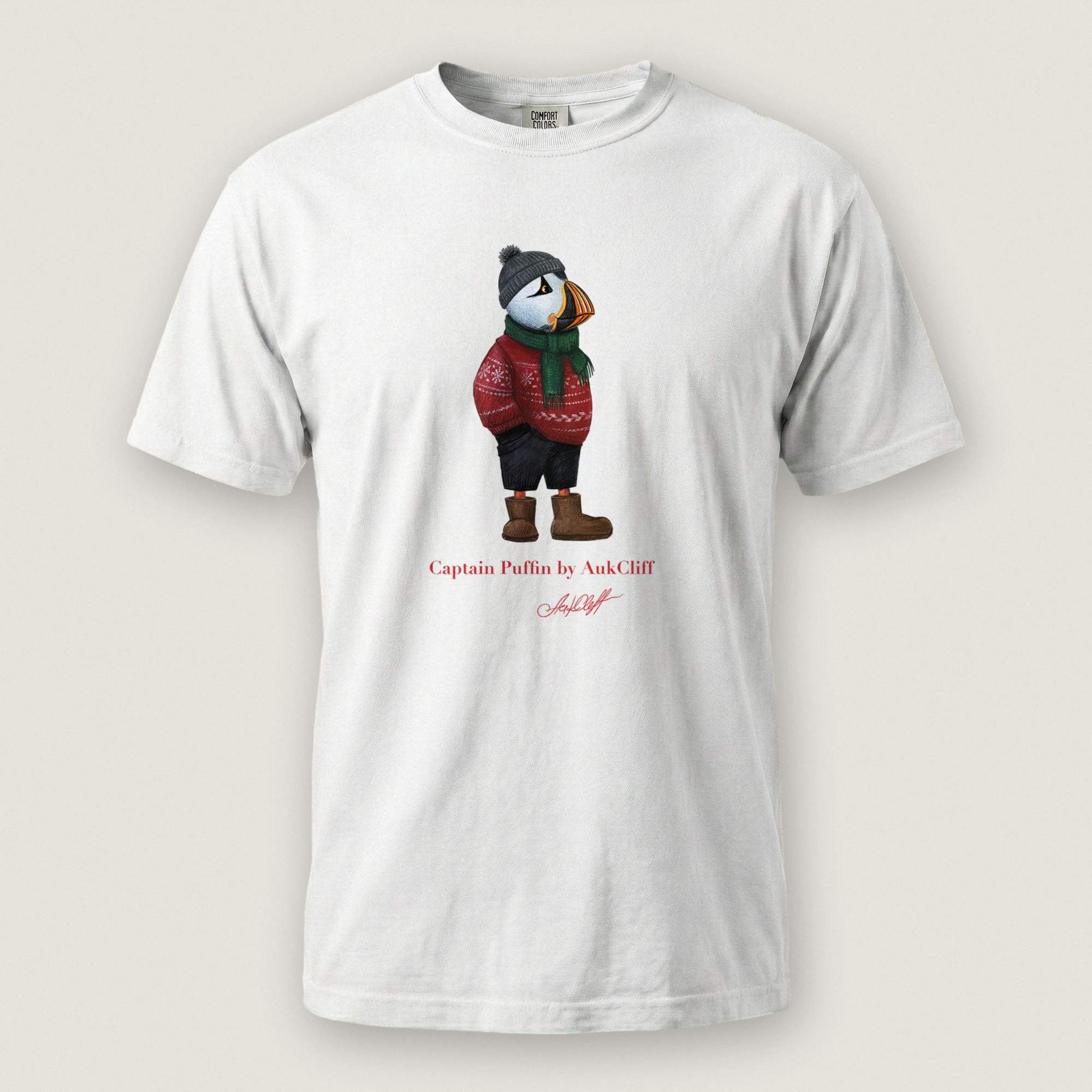 AukCliff Captain Puffin T-shirt White / S Captain Puffin™ “Festive Puffin” Comfort Colors T-Shirt