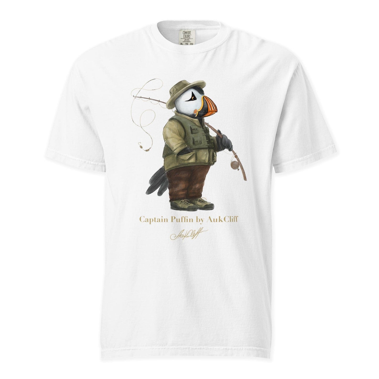 AukCliff Captain Puffin T-shirt White / S Captain Puffin™ Fly Fisherman Comfort Colors T-Shirt
