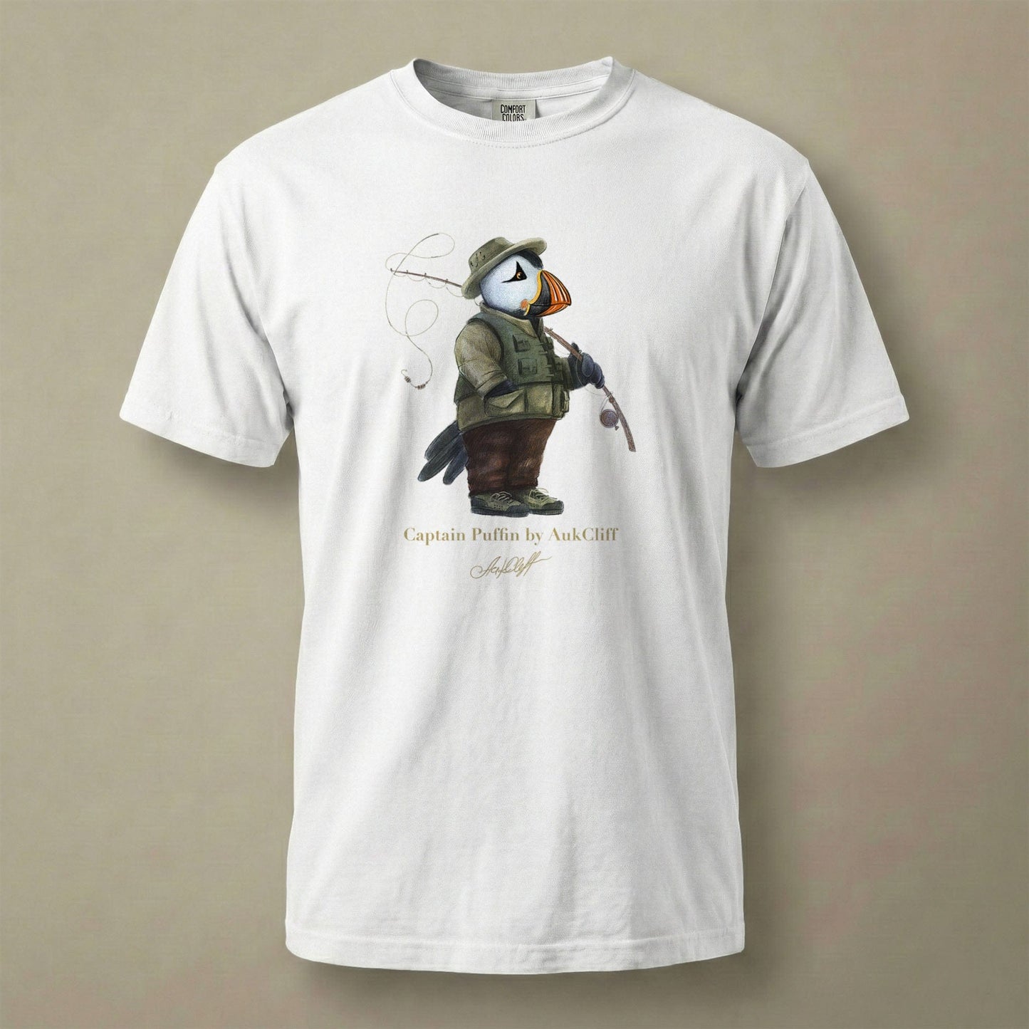 AukCliff Captain Puffin T-shirt White / S Captain Puffin™ Fly Fisherman Comfort Colors T-Shirt