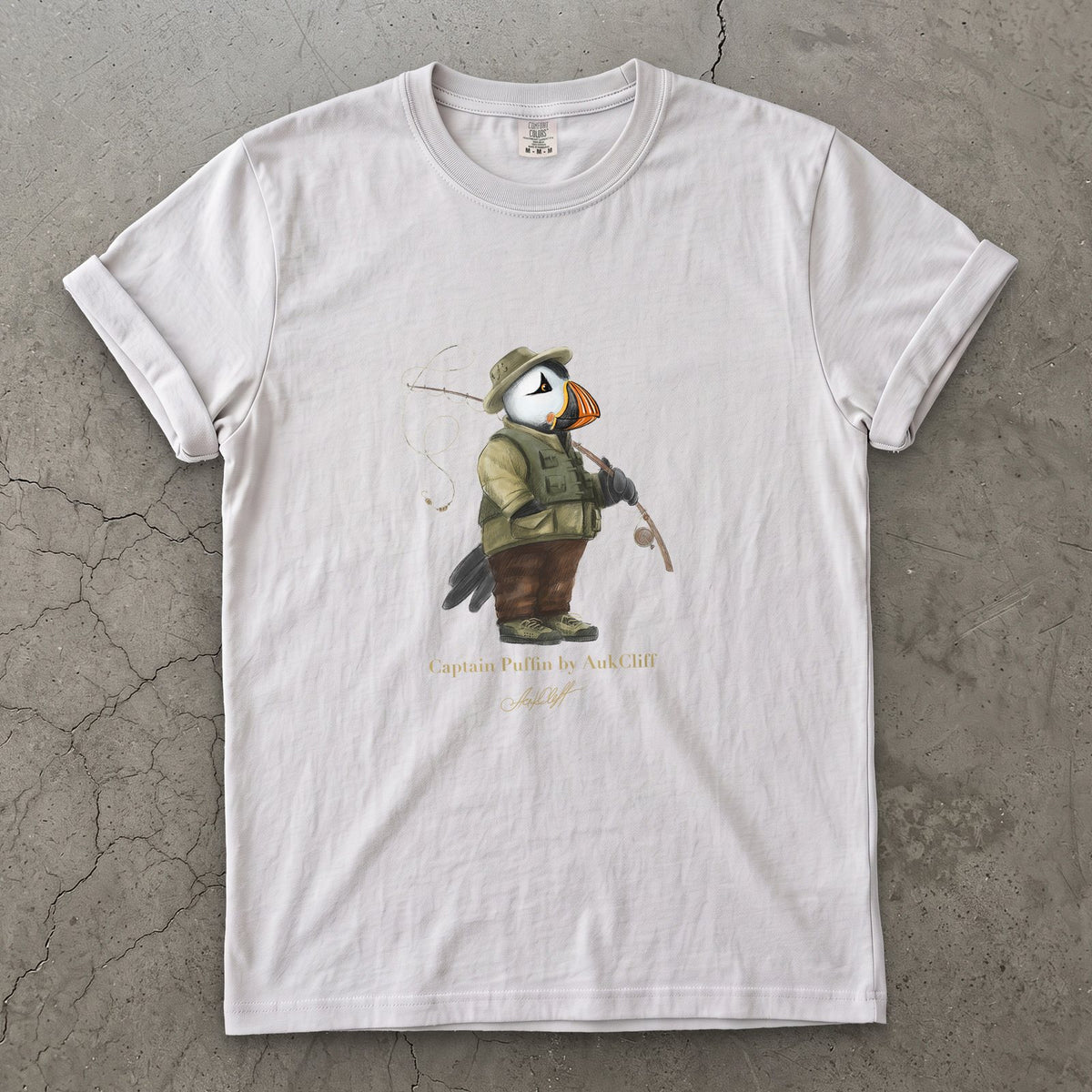 AukCliff Captain Puffin T-shirt White / S Captain Puffin™ Fly Fisherman Comfort Colors T-Shirt