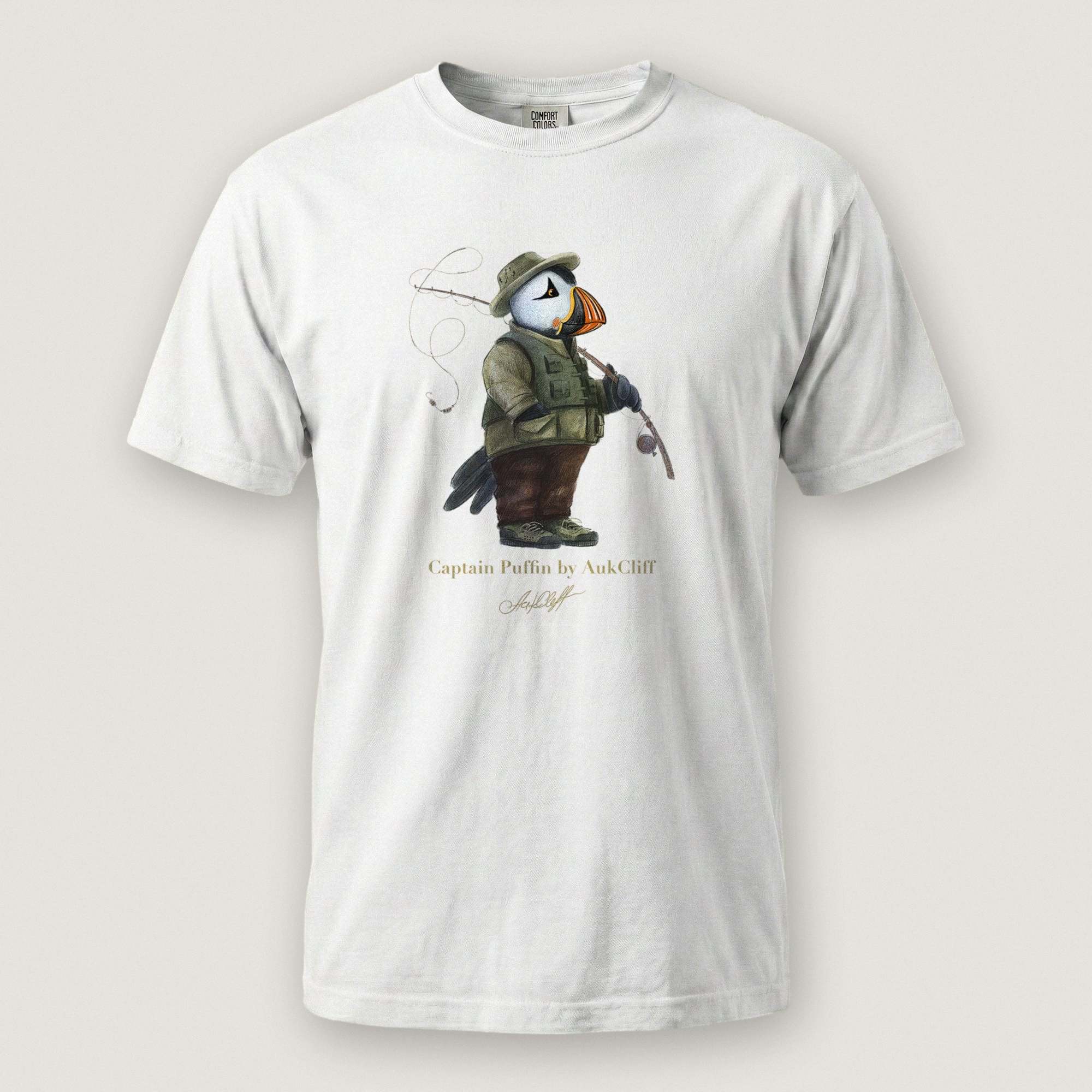 AukCliff Captain Puffin T-shirt White / S Captain Puffin™ Fly Fisherman Comfort Colors T-Shirt