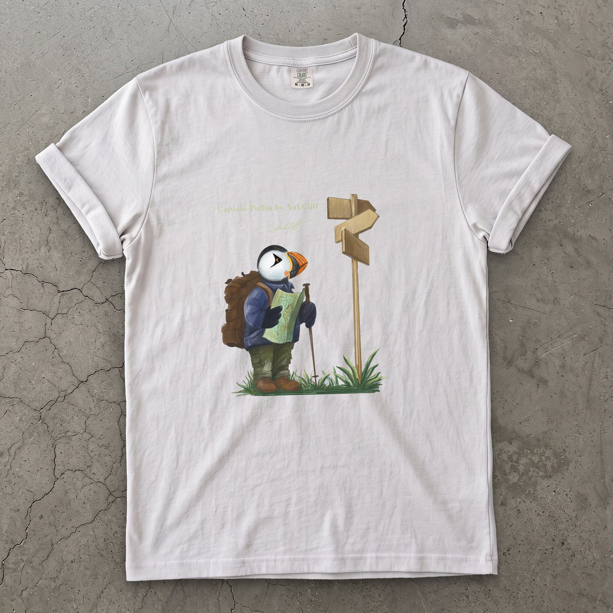 AukCliff Captain Puffin T-shirt White / S Captain Puffin™ Hiker Comfort Colors T-Shirt