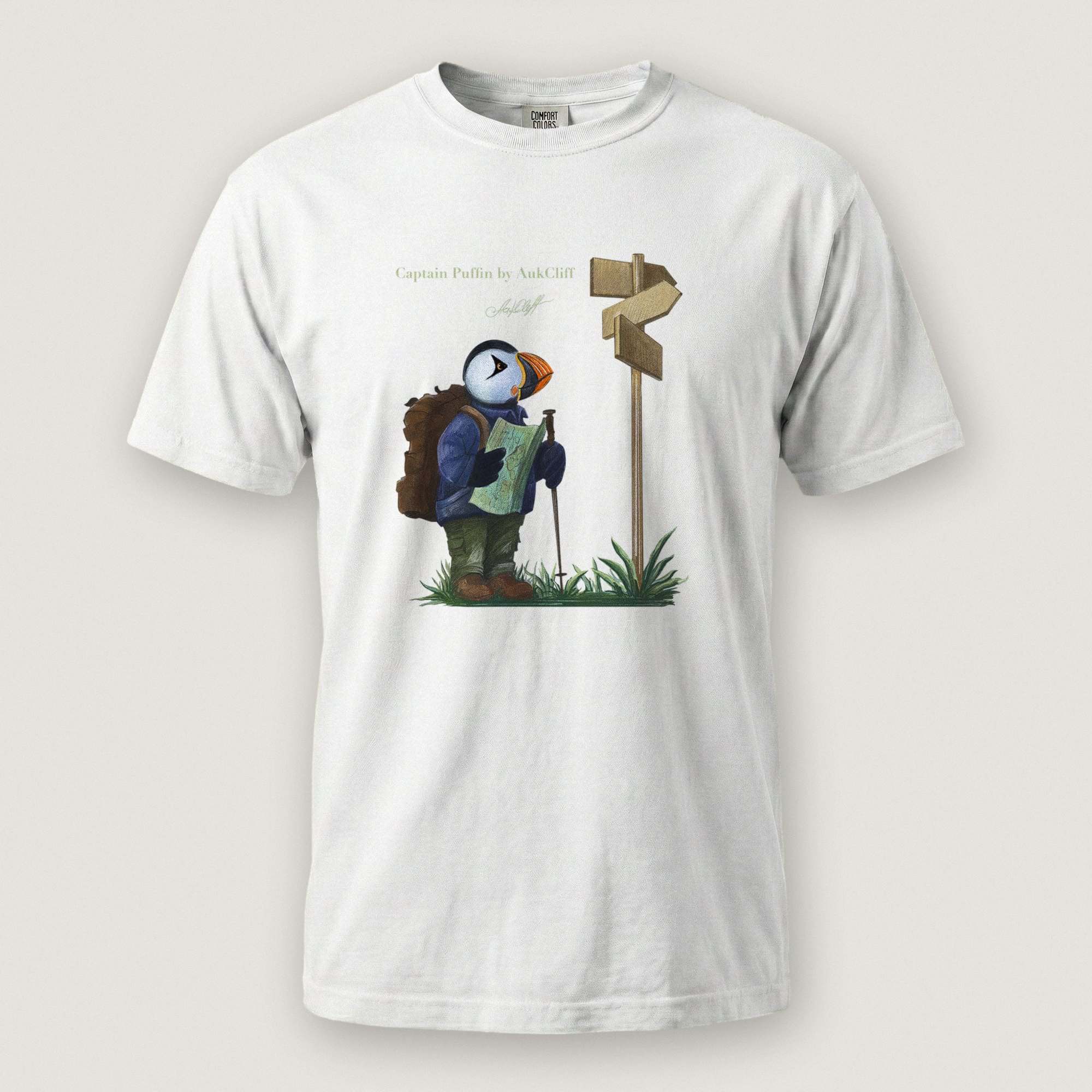 AukCliff Captain Puffin T-shirt White / S Captain Puffin™ Hiker Comfort Colors T-Shirt